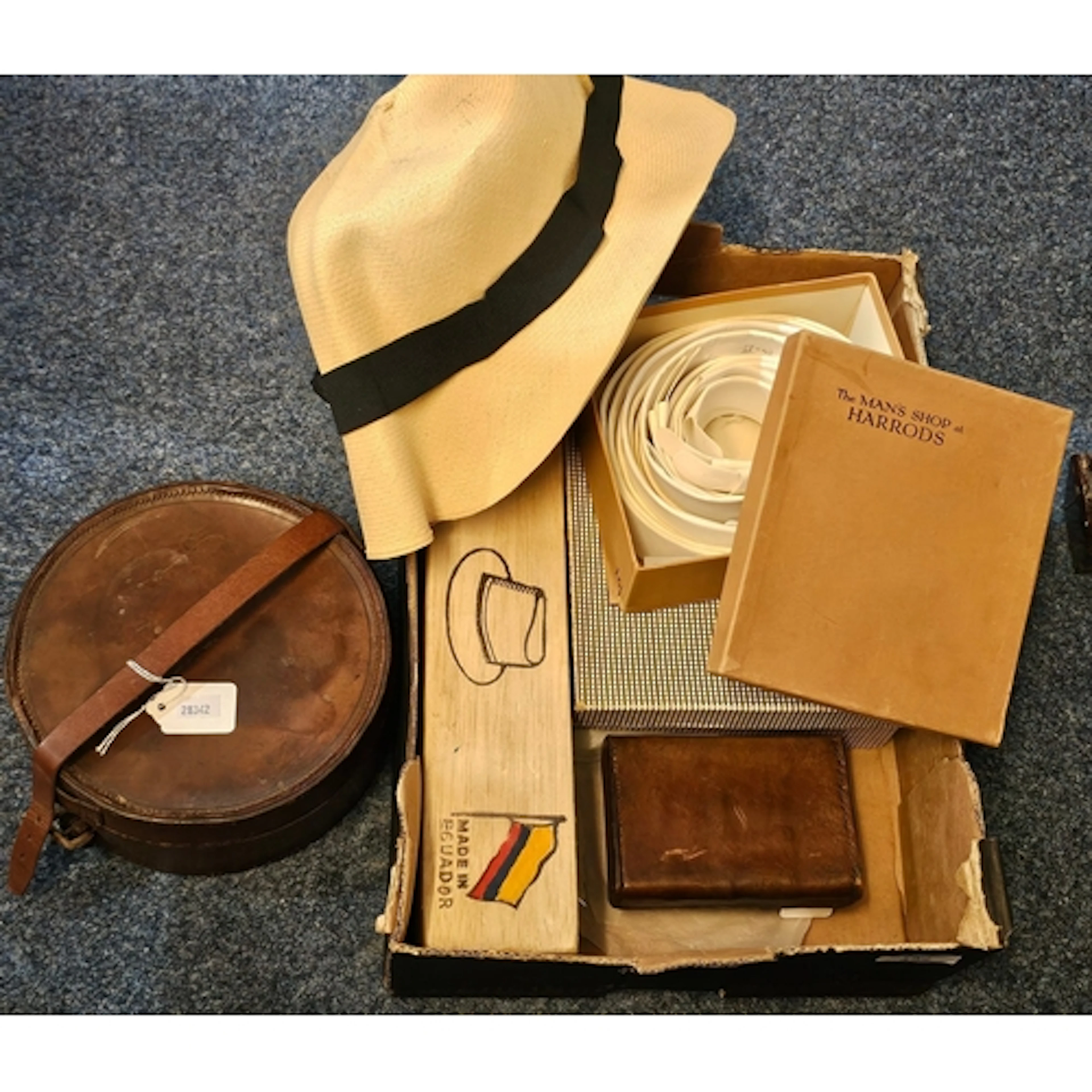 Box of oddments, to include leather collar box, various coll...