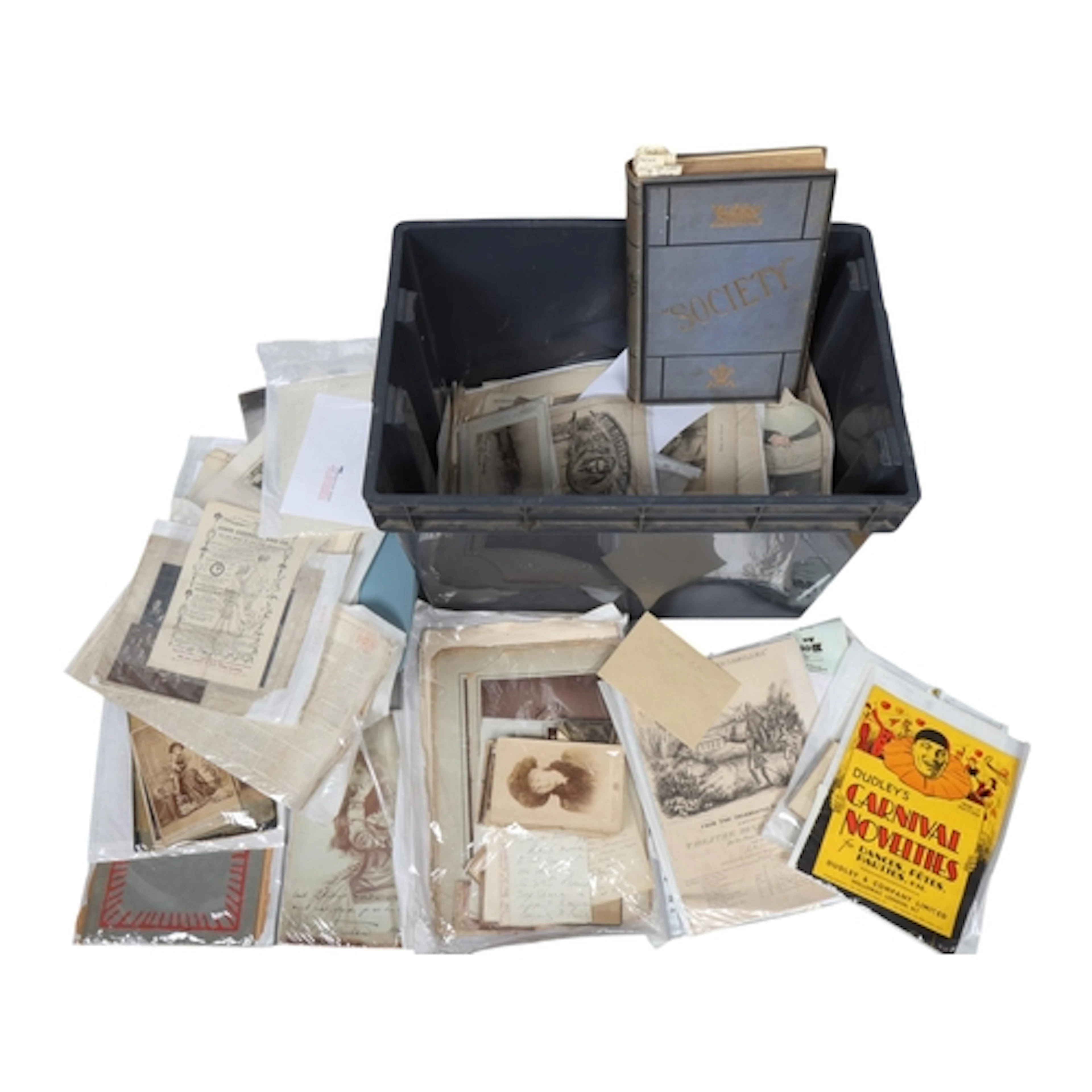 A large crate of theatre ephemera; playbills, prints, sheet ...