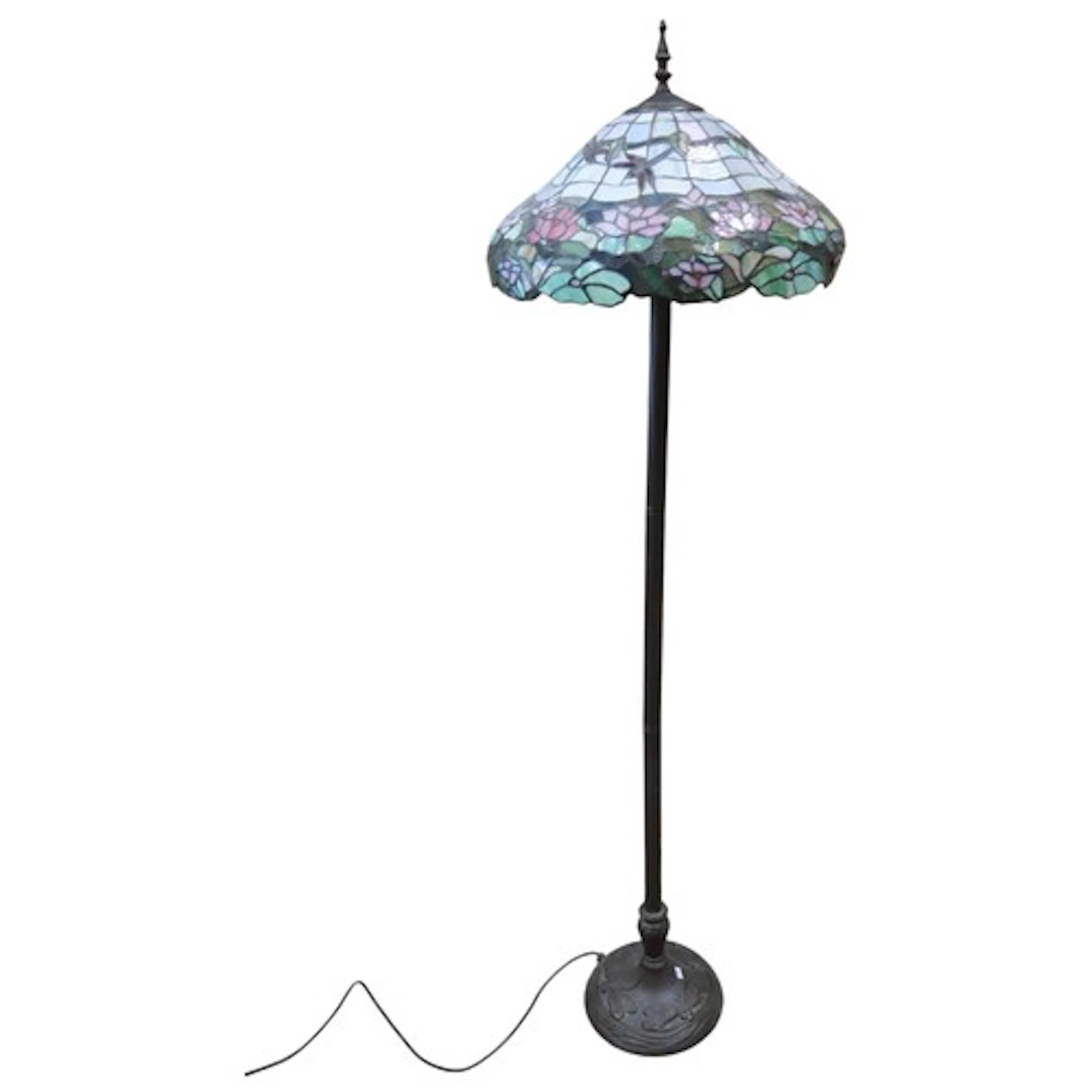 A contemporary Tiffany style standard lamp the decorative co...