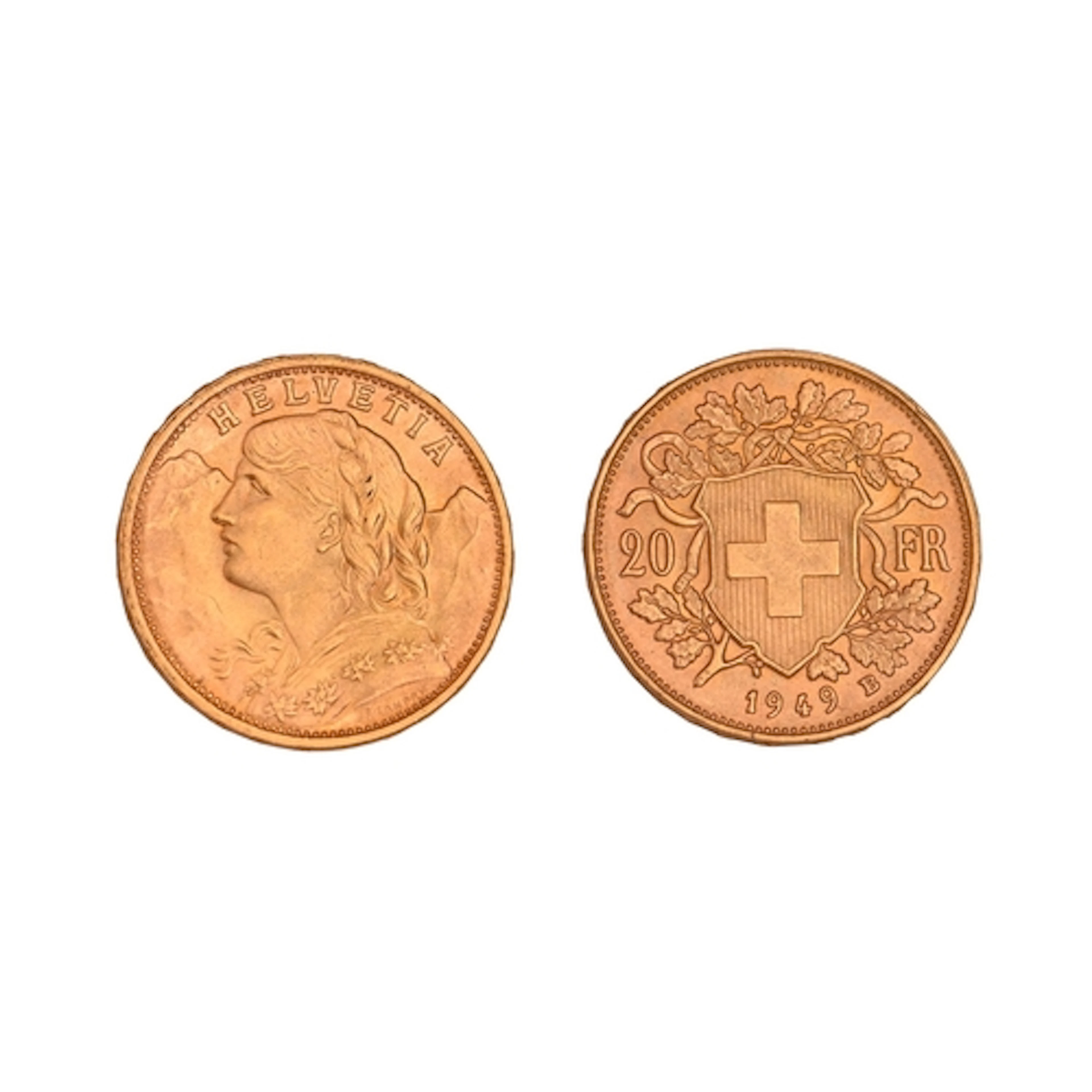 Gold coin. Switzerland, Twenty Francs 1949, 6.5g...