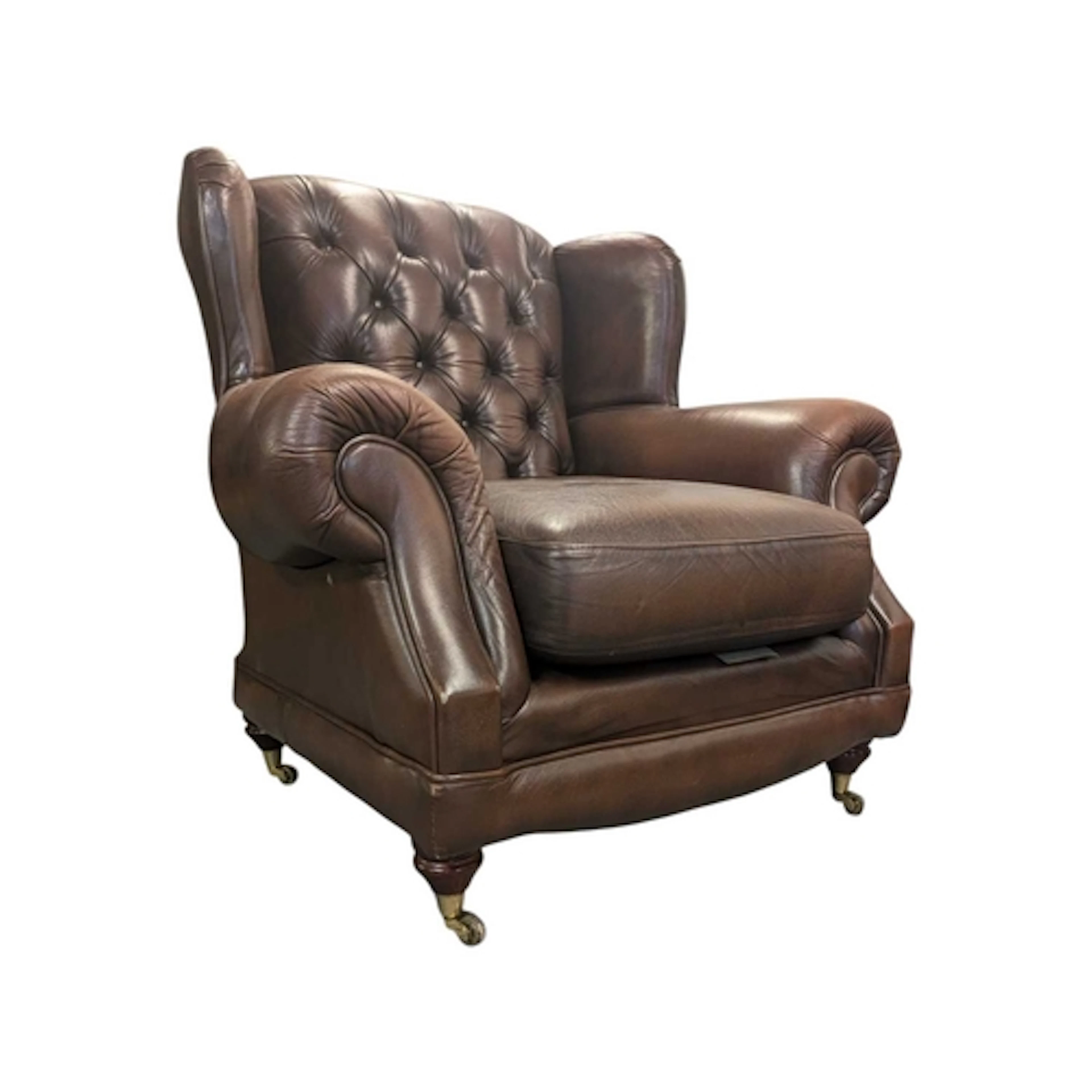 Thomas Lloyd - A vintage 20th century brown leather chesterf...
