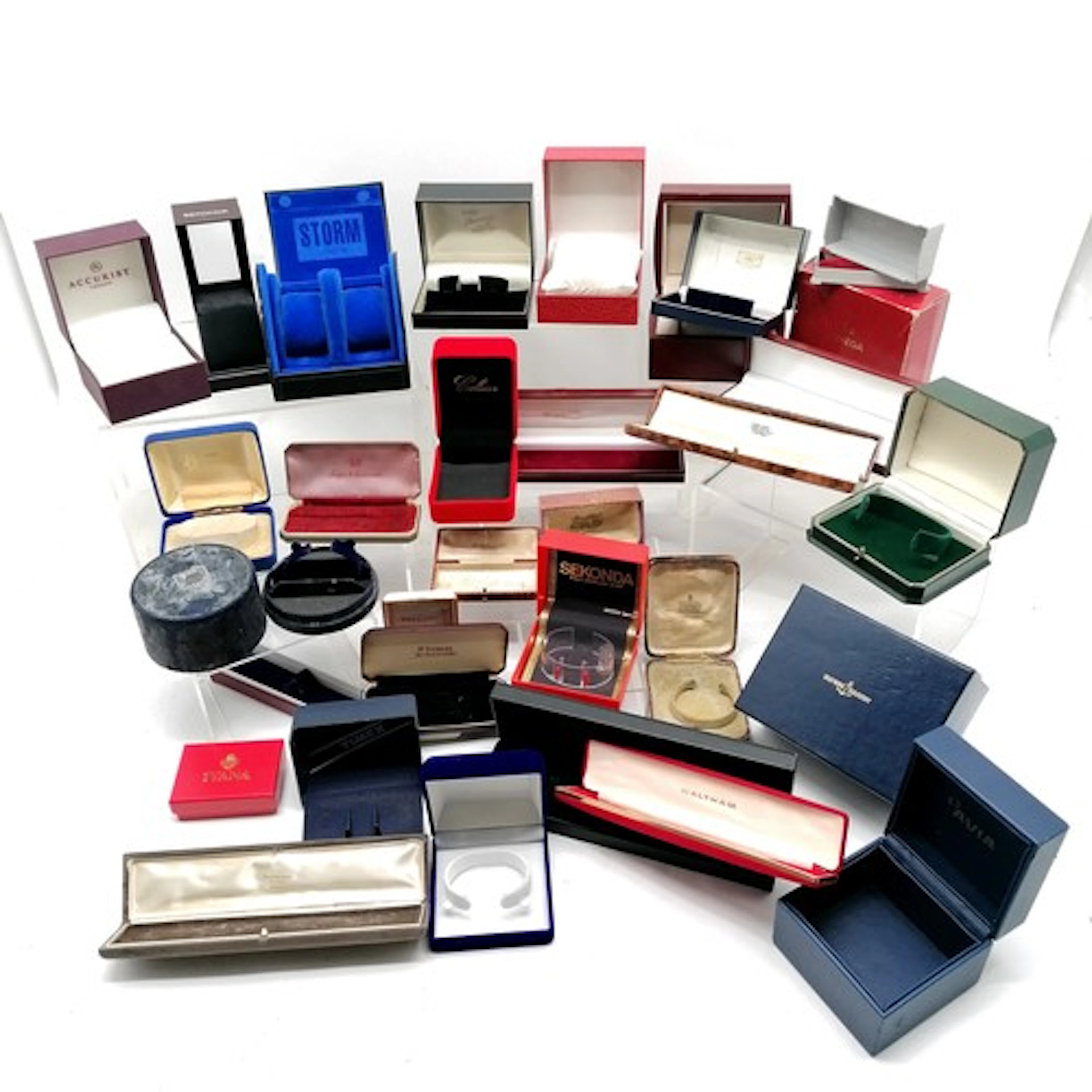 Qty of EMPTY watch boxes inc Omega & Ulysse Nardin (both are...