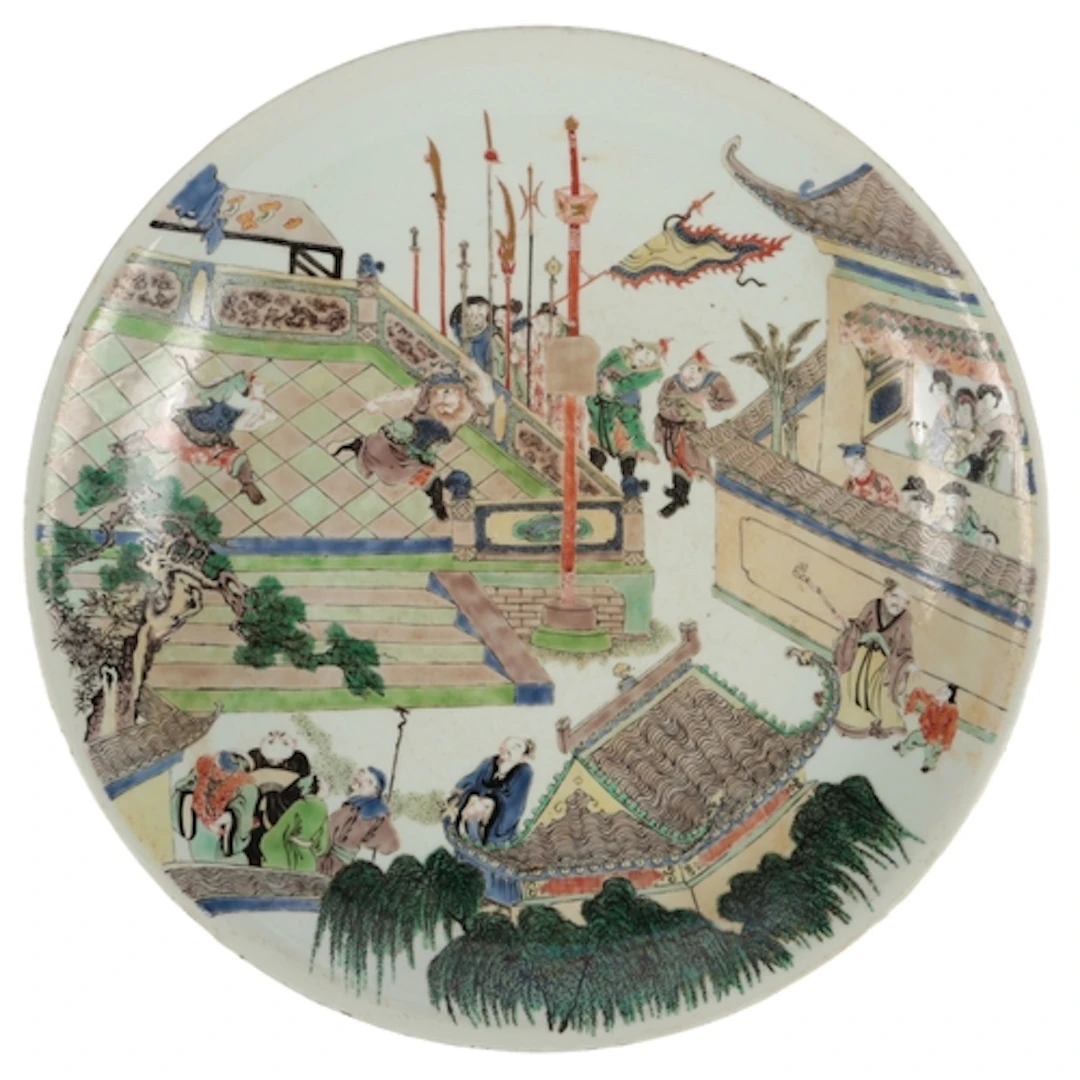 A Chinese famille verte dish, possibly Kangxi period, painte...