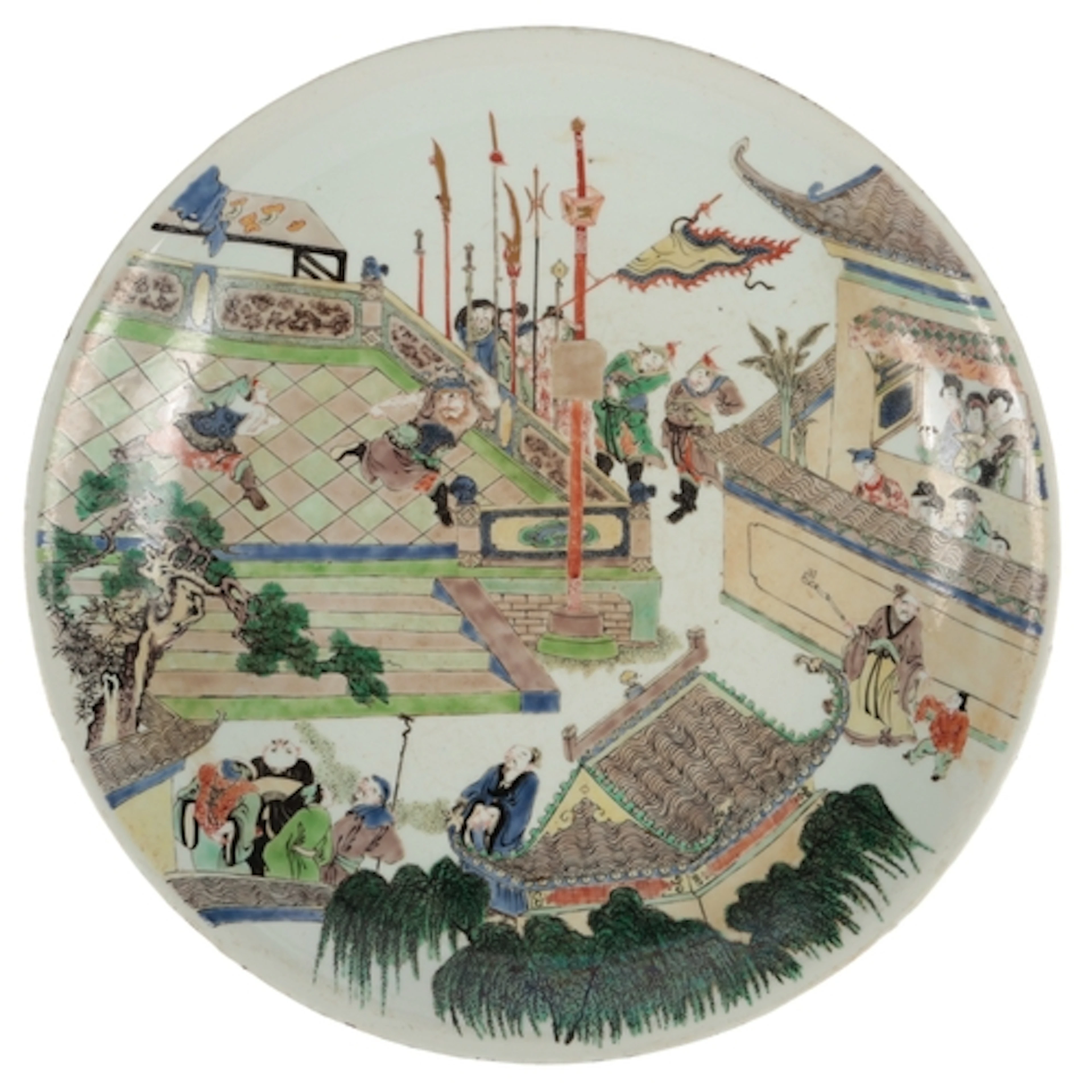 A Chinese famille verte dish, possibly Kangxi period, painte...