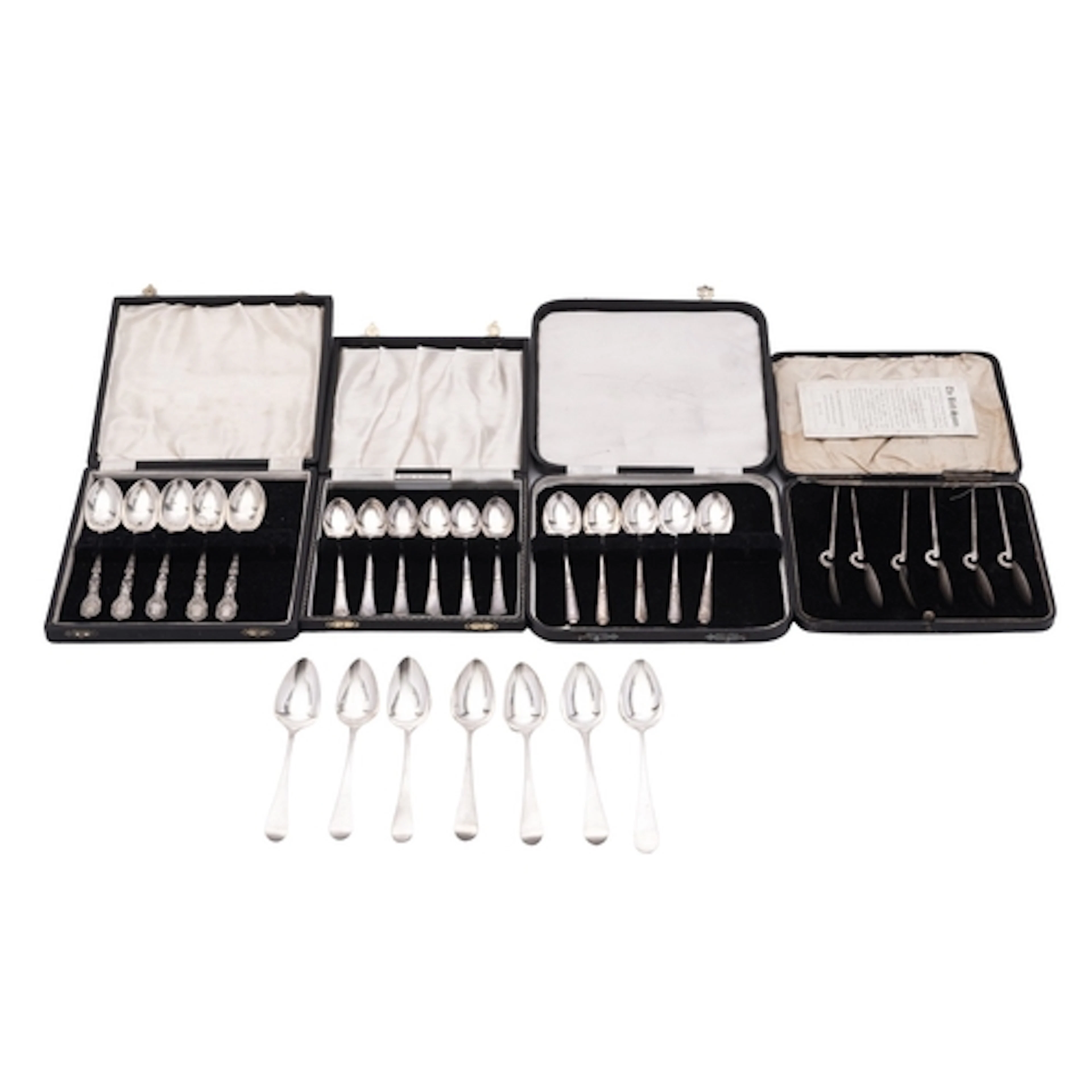 Miscellaneous silver flatware, to include a set of six Georg...