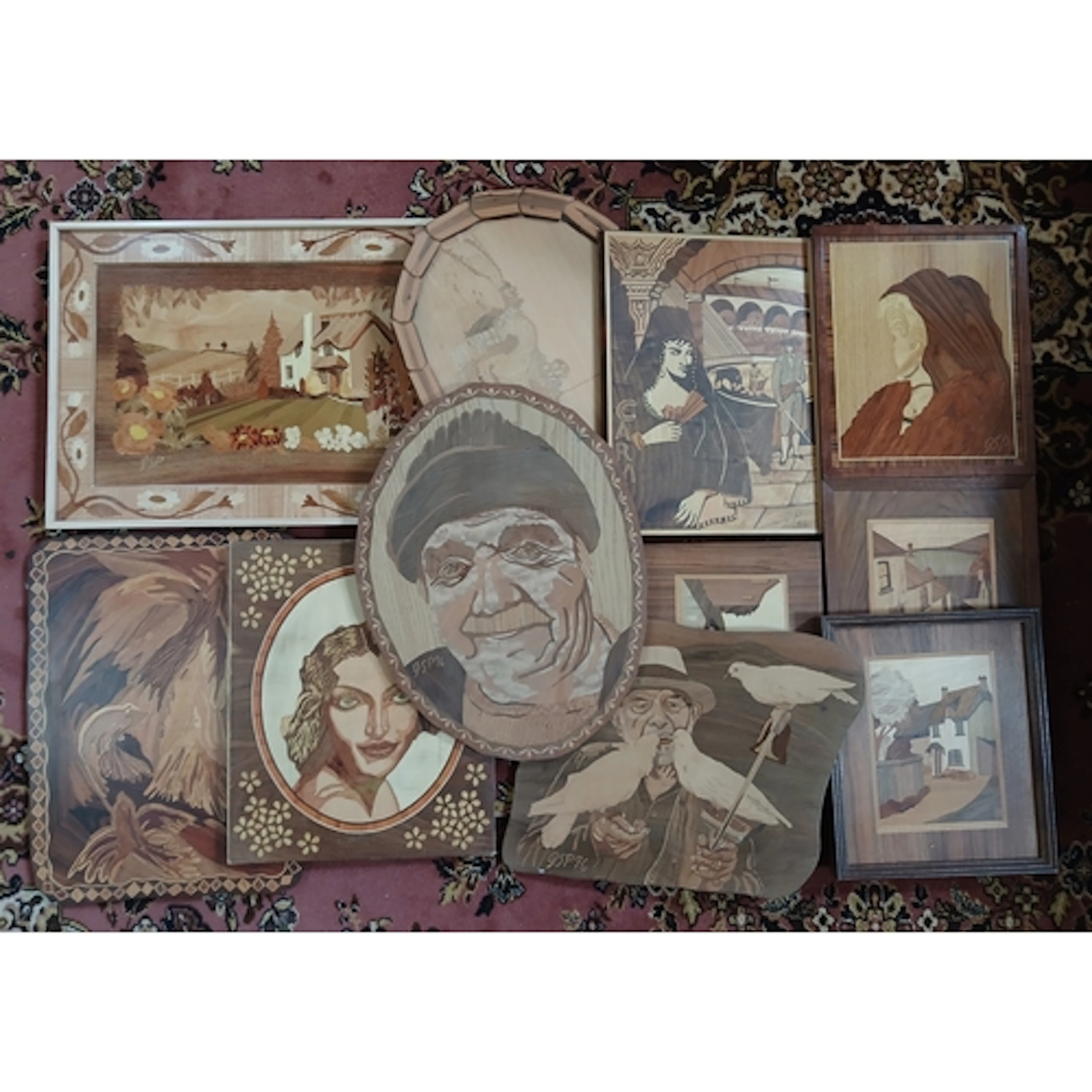 John Southworth Prescott (b1939), a box of assorted marquetr...