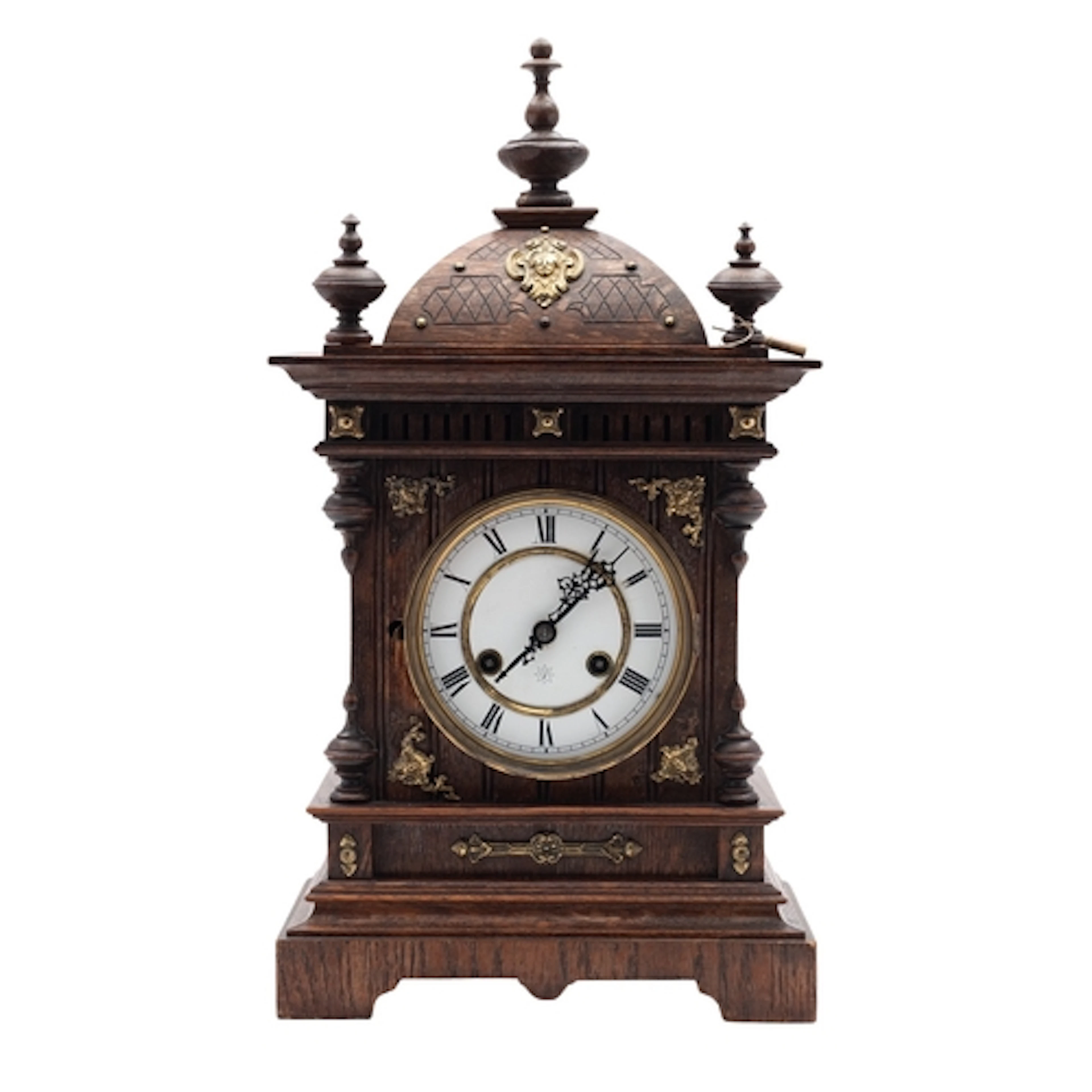 Junghans, Germany an oak mantel clock the eight-day duration...
