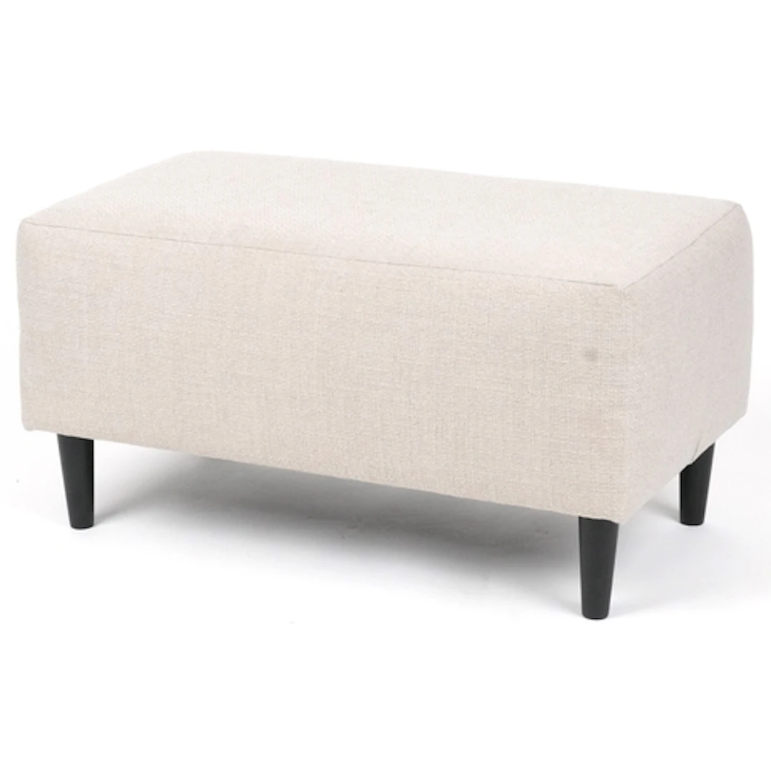 Modern rectangular upholstered footstool raised on short tap...