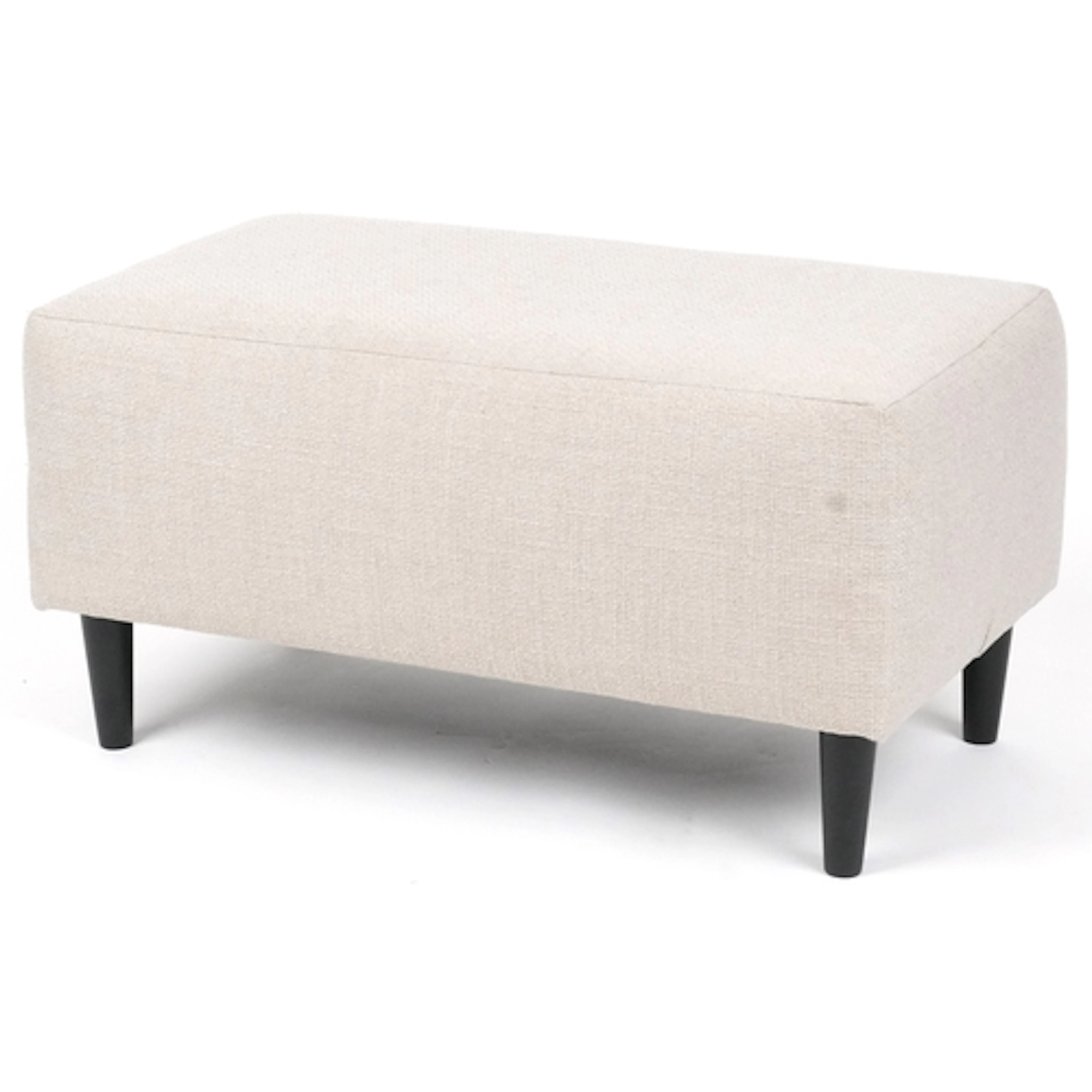 Modern rectangular upholstered footstool raised on short tap...