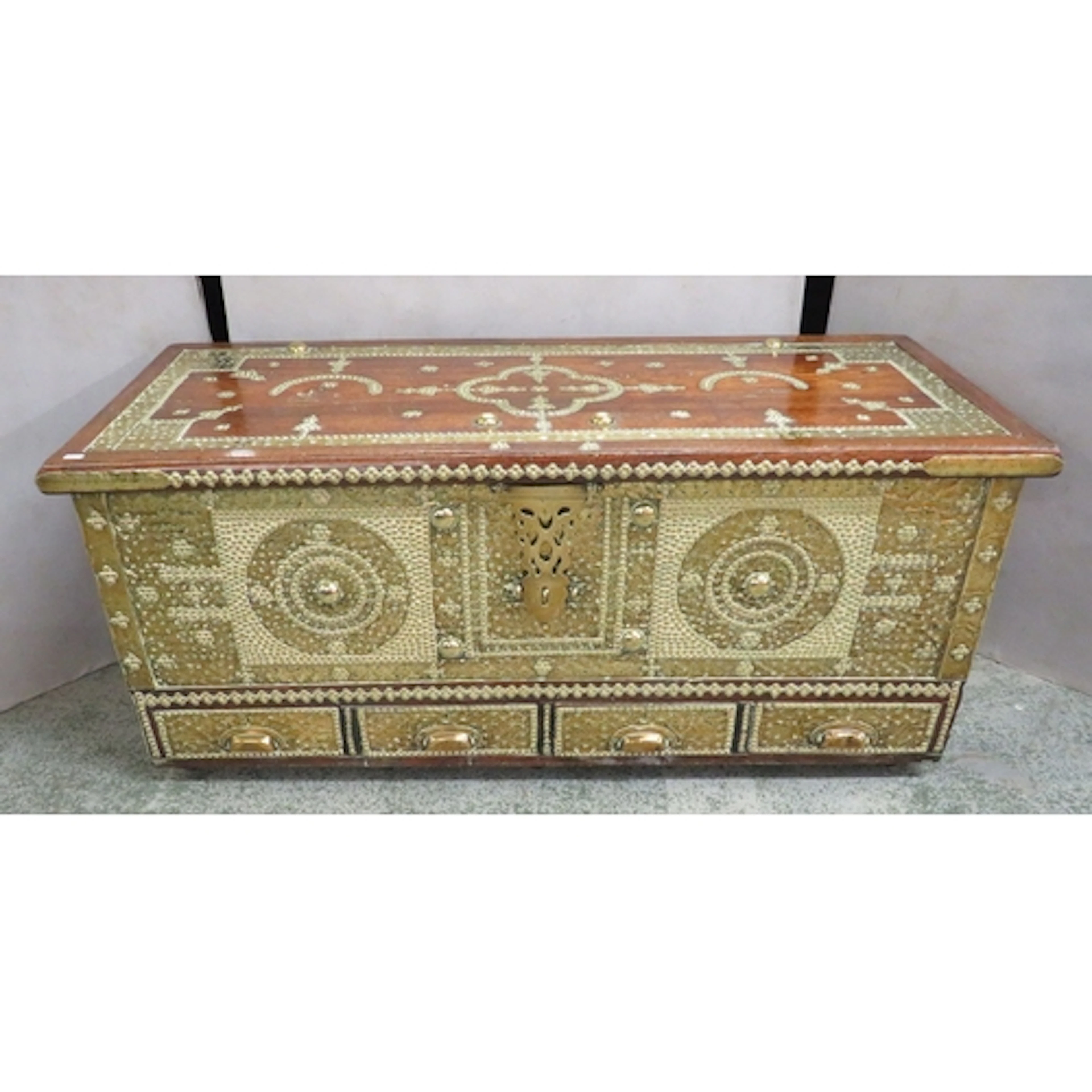 Persian Bridal Chest with Ornate Brass Detail, approx. 56cm ...