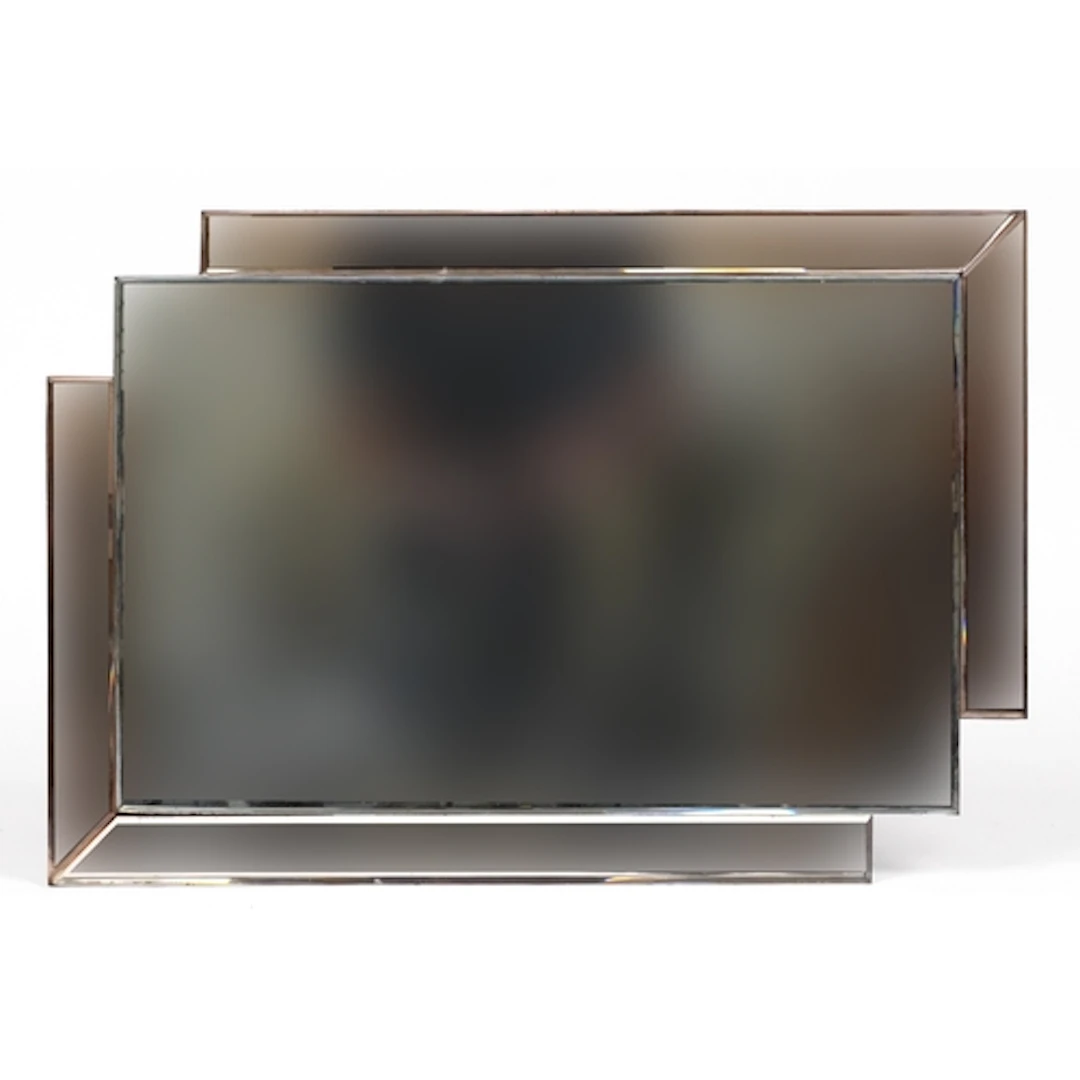 Art Deco style etched wall mirror decorated with a swan amon...