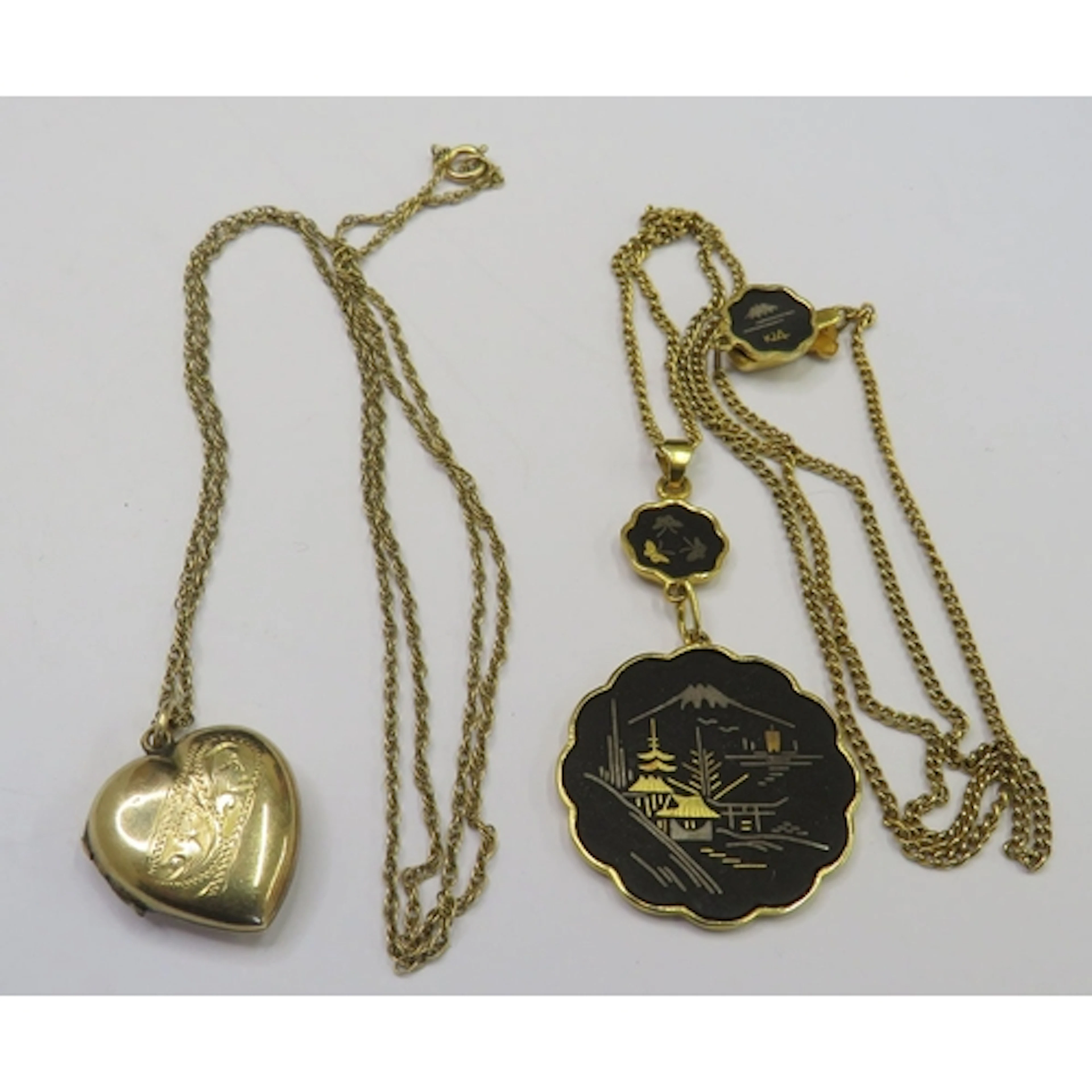 Japanese Damascene & Niello 24ct Gold Plated Amita Pendant C...