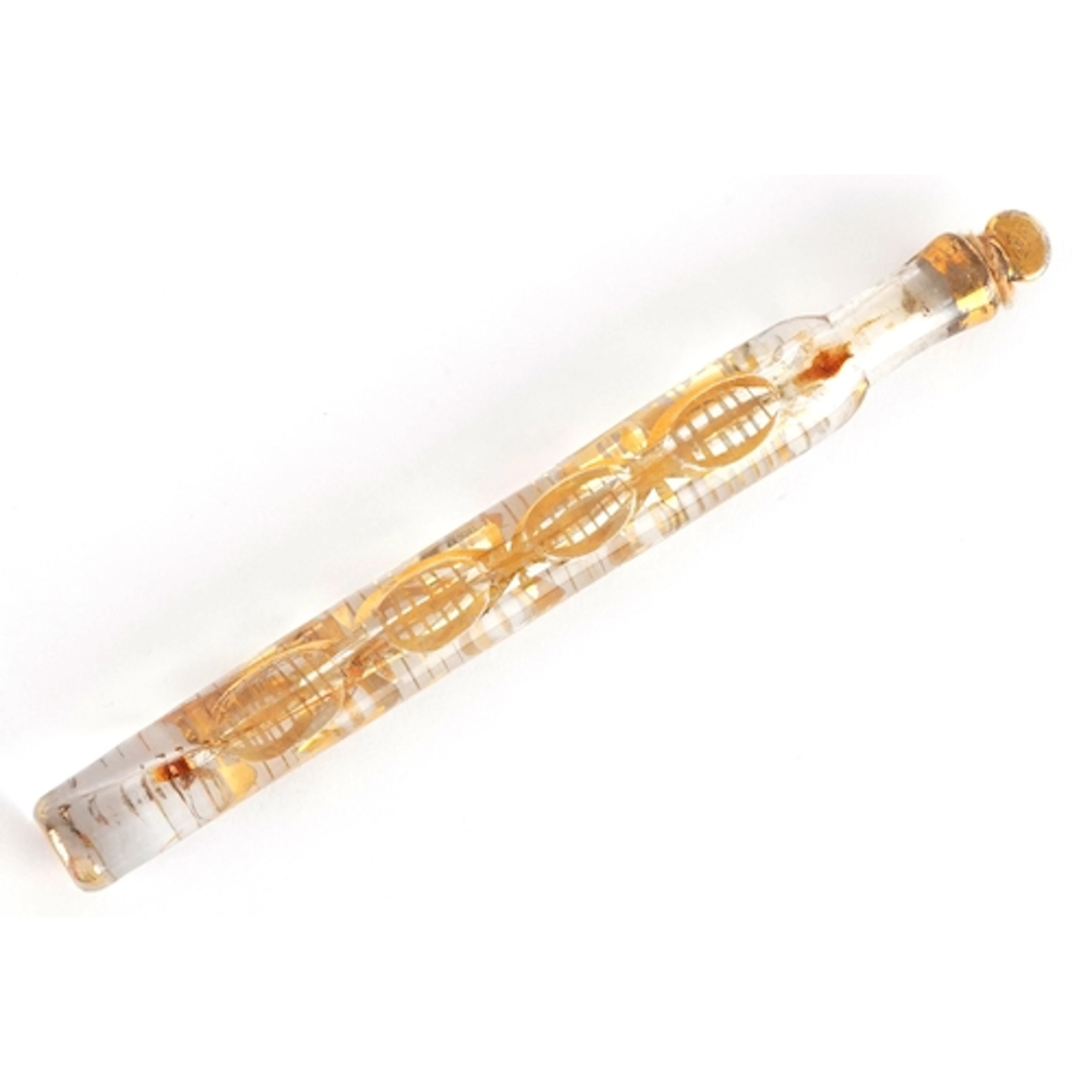 Nineteenth century glass scent bottle with stopper and gilt ...