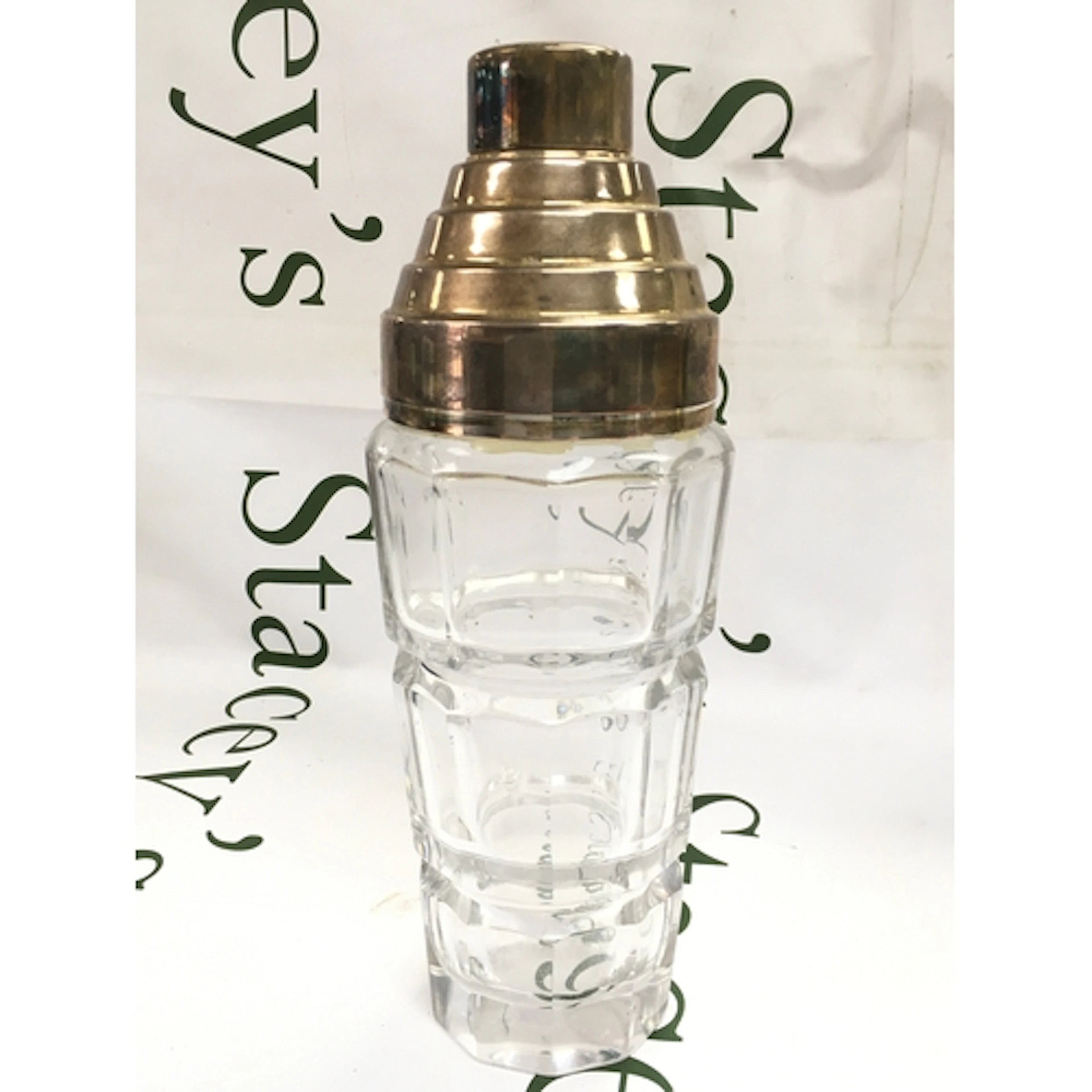 An Art Deco glass and chrome Cocktail shaker, 26cm tall