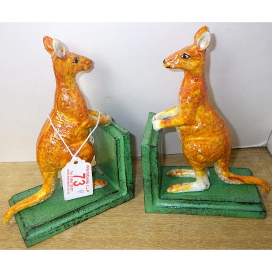 A pair of cast “Kangaroo” bookends