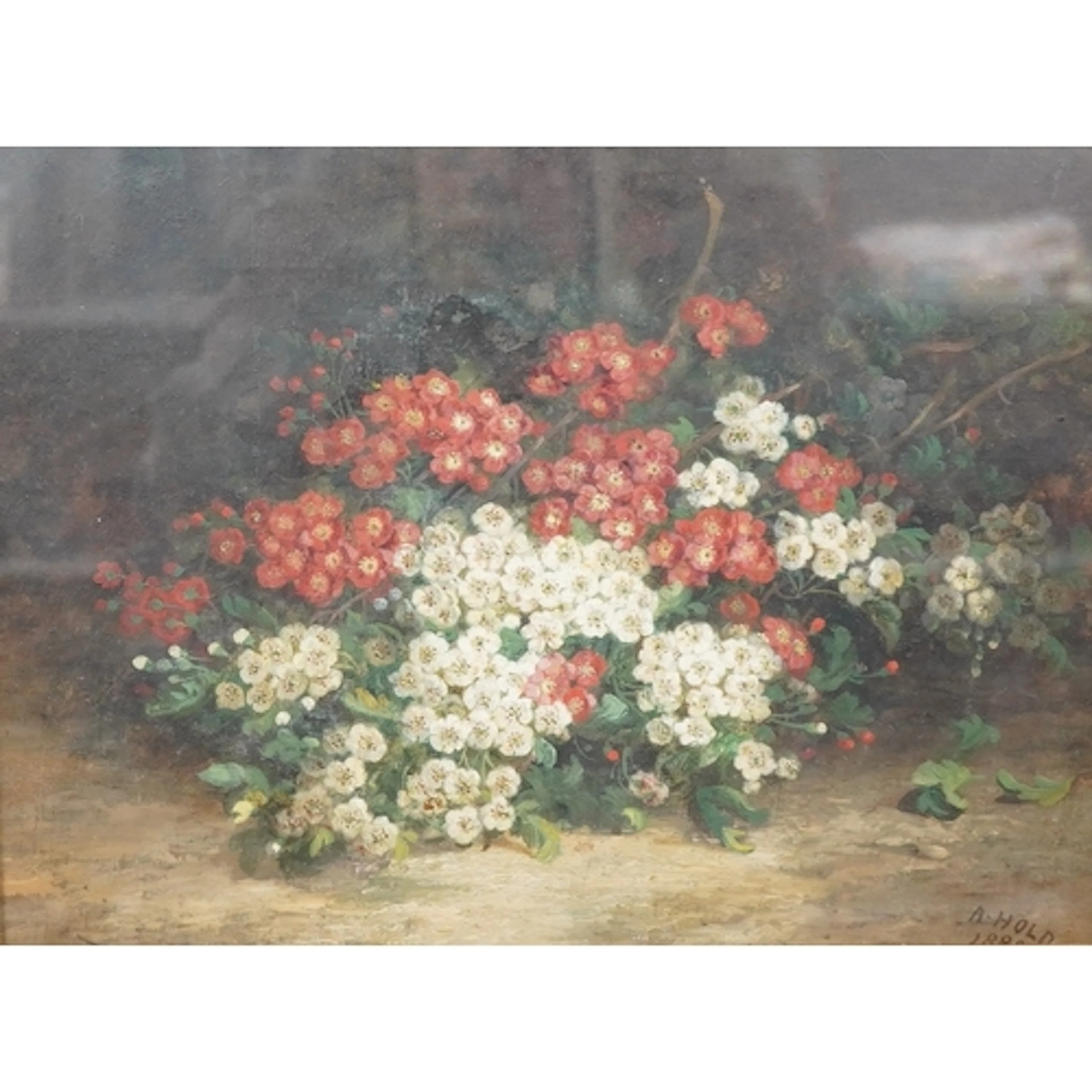 Abel Hold (1815-1896), still life of flowers, signed, oil on...