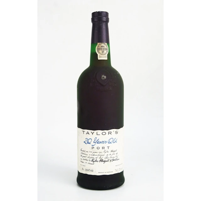 Taylor's 20 year old Port 75 cl, (no 100743). ALCOHOL IS SO...