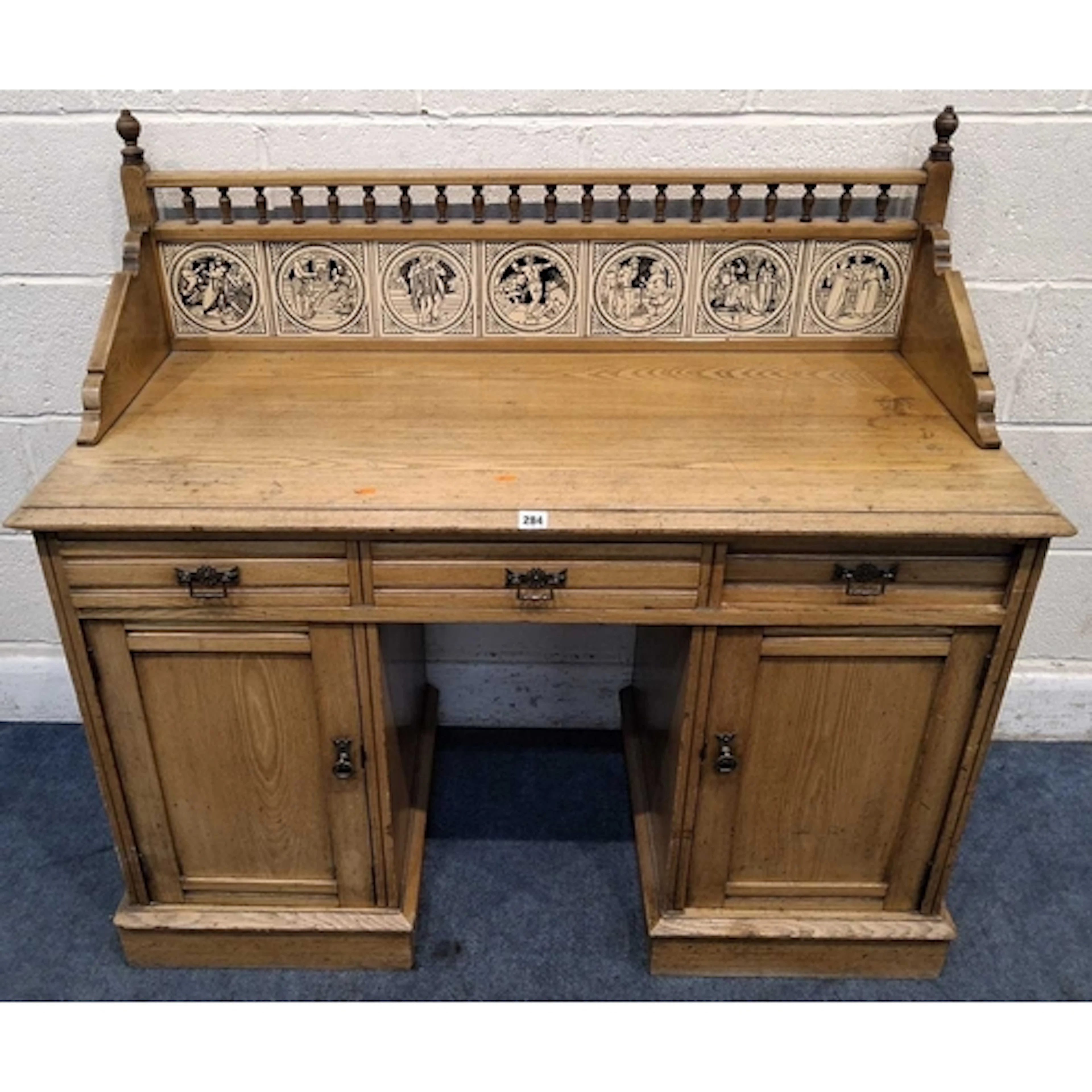 AN EARLY 20TH CENTURY ASH WASHSTAND, the raised back with se...