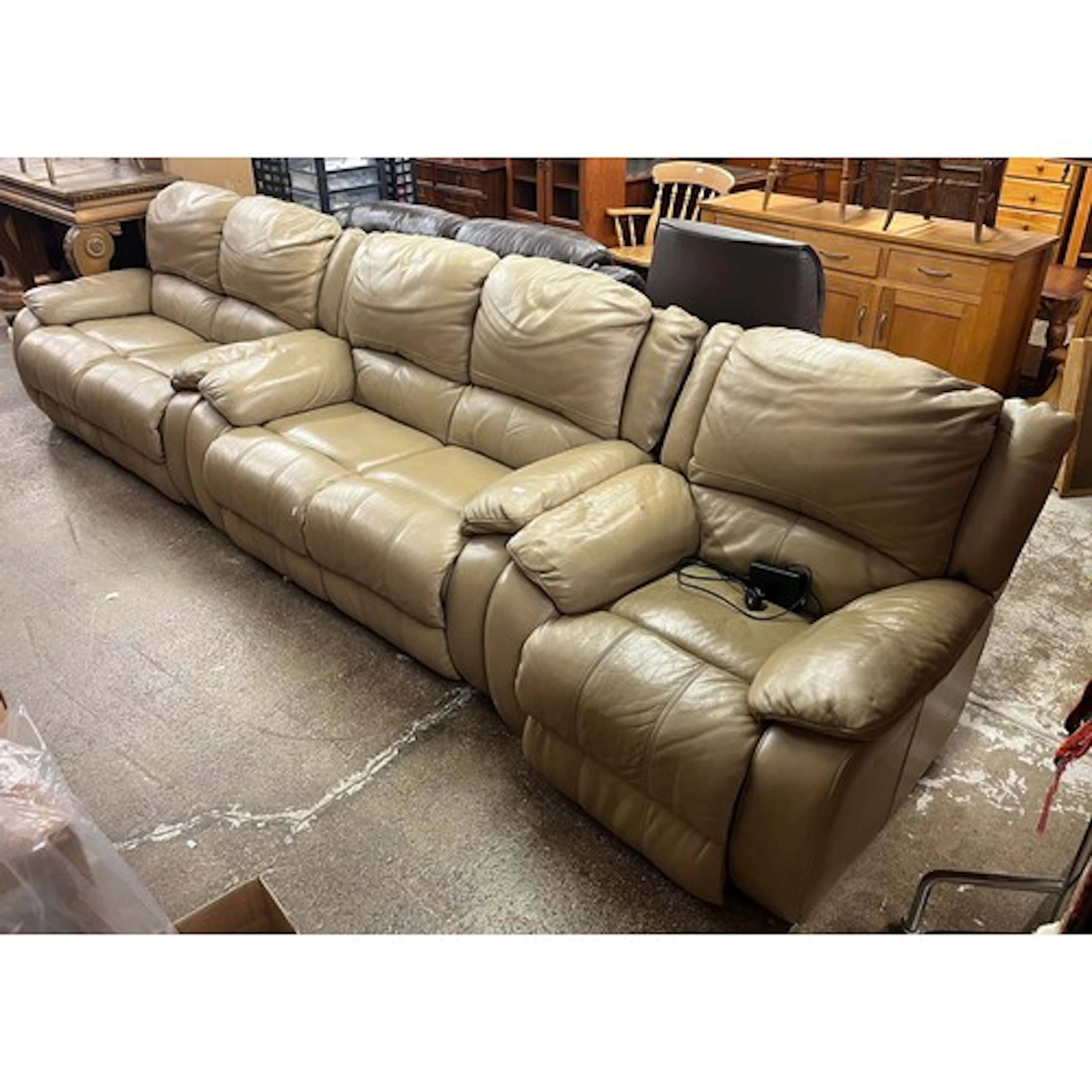 Two two-seater reclining sofas and a single arm chair. (3)