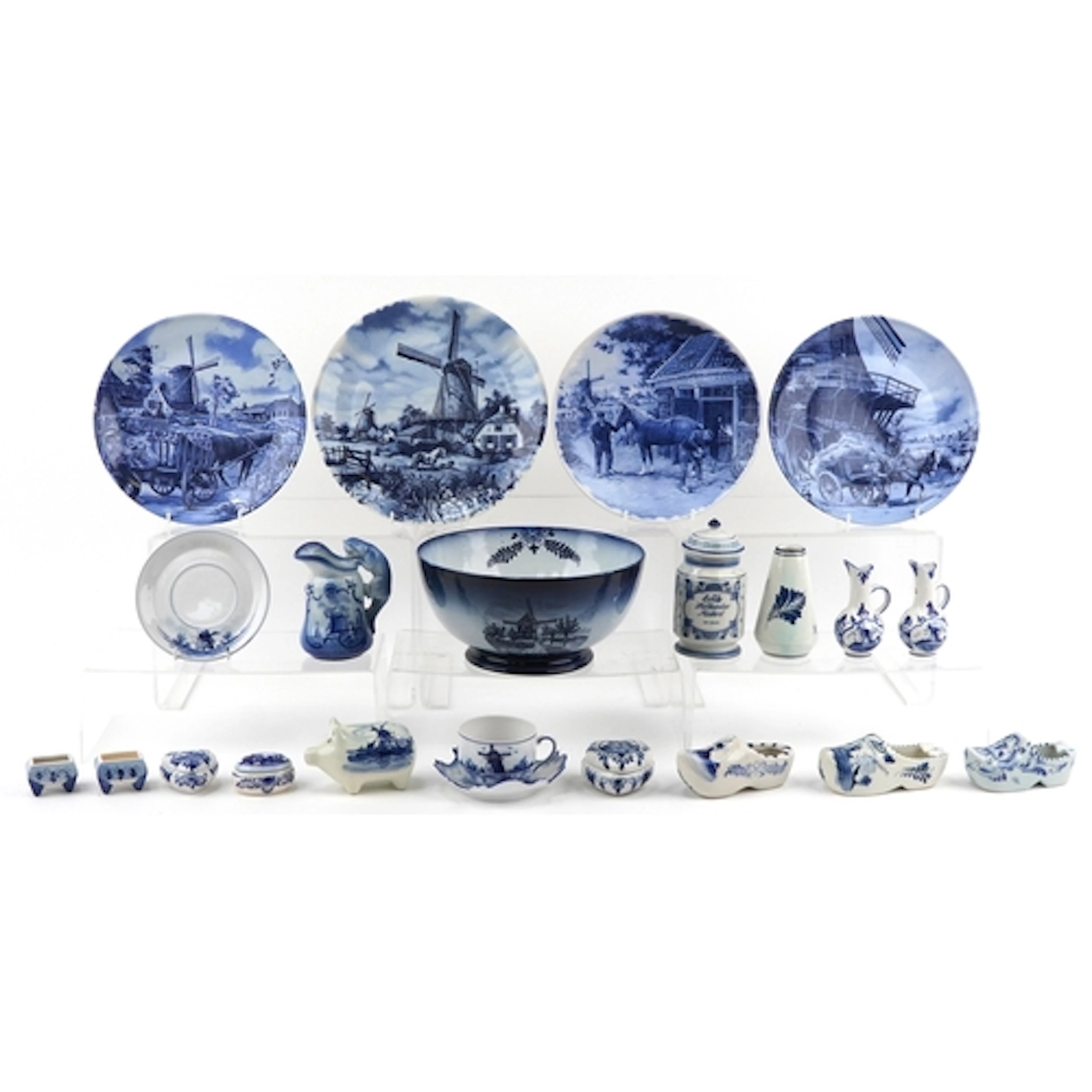 Collection of Delft hand painted porcelain including a fruit...