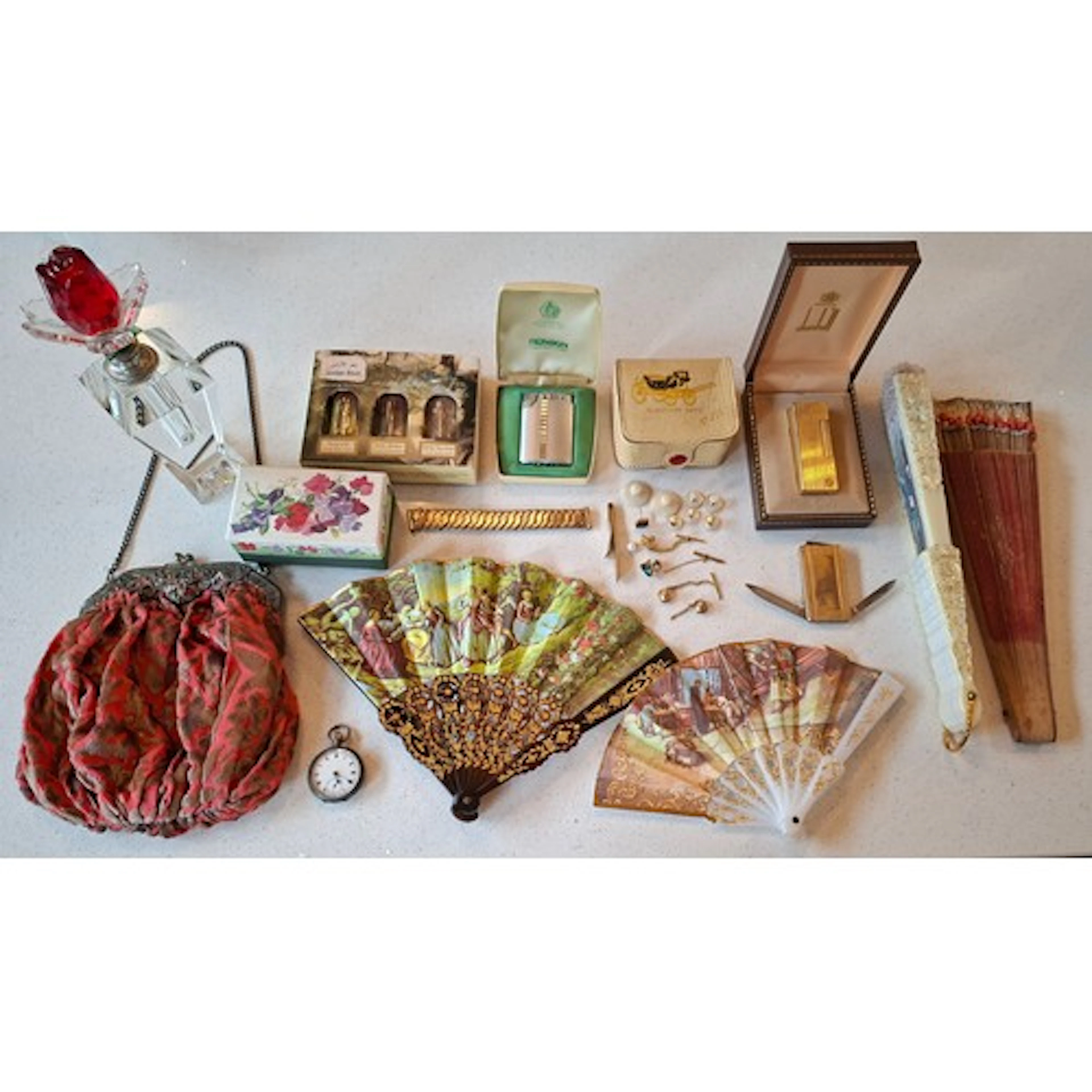 An early 20th Century evening bag A/F and ladies silver case...