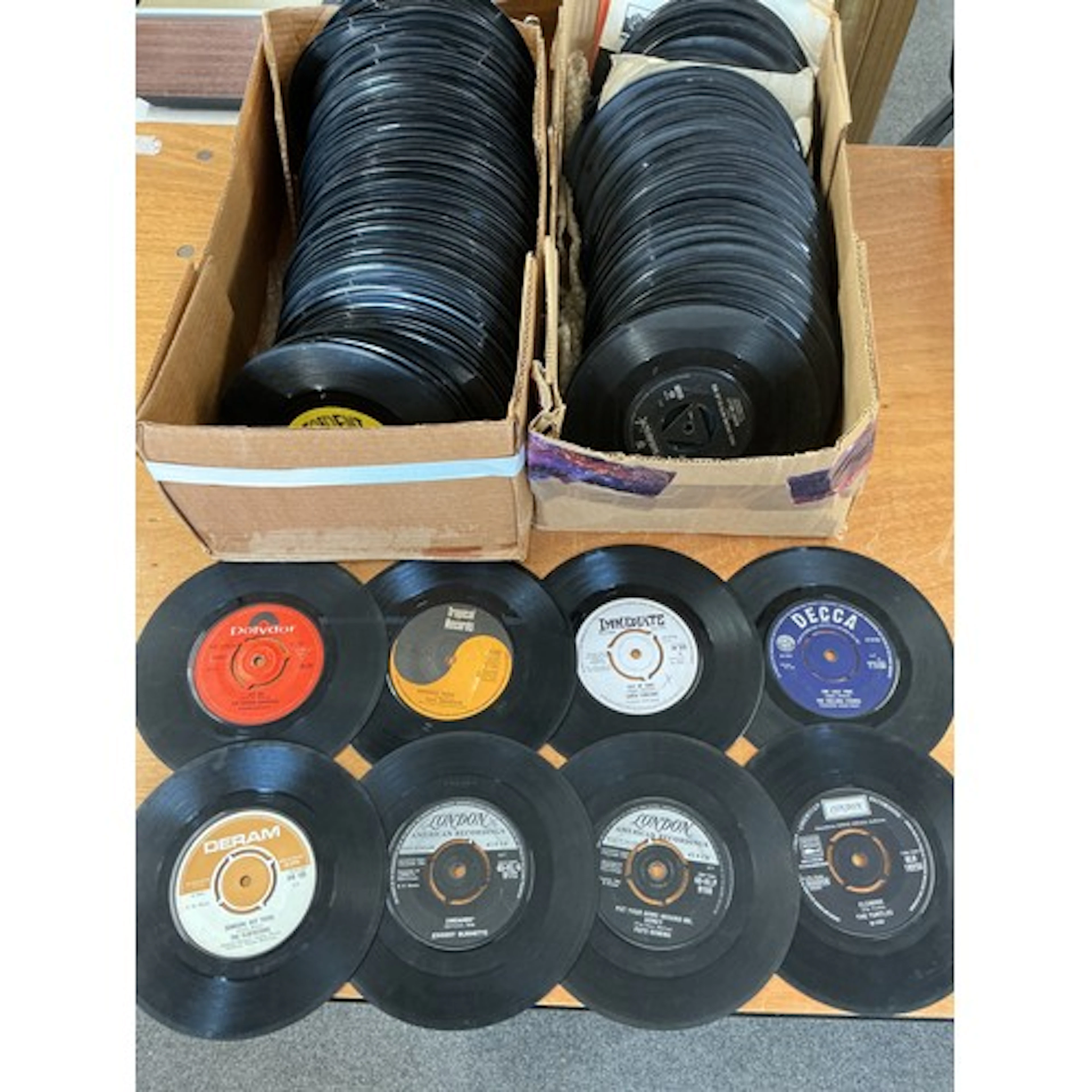 Two boxes 7” and EPs various artists including Jimi Hendrix,...