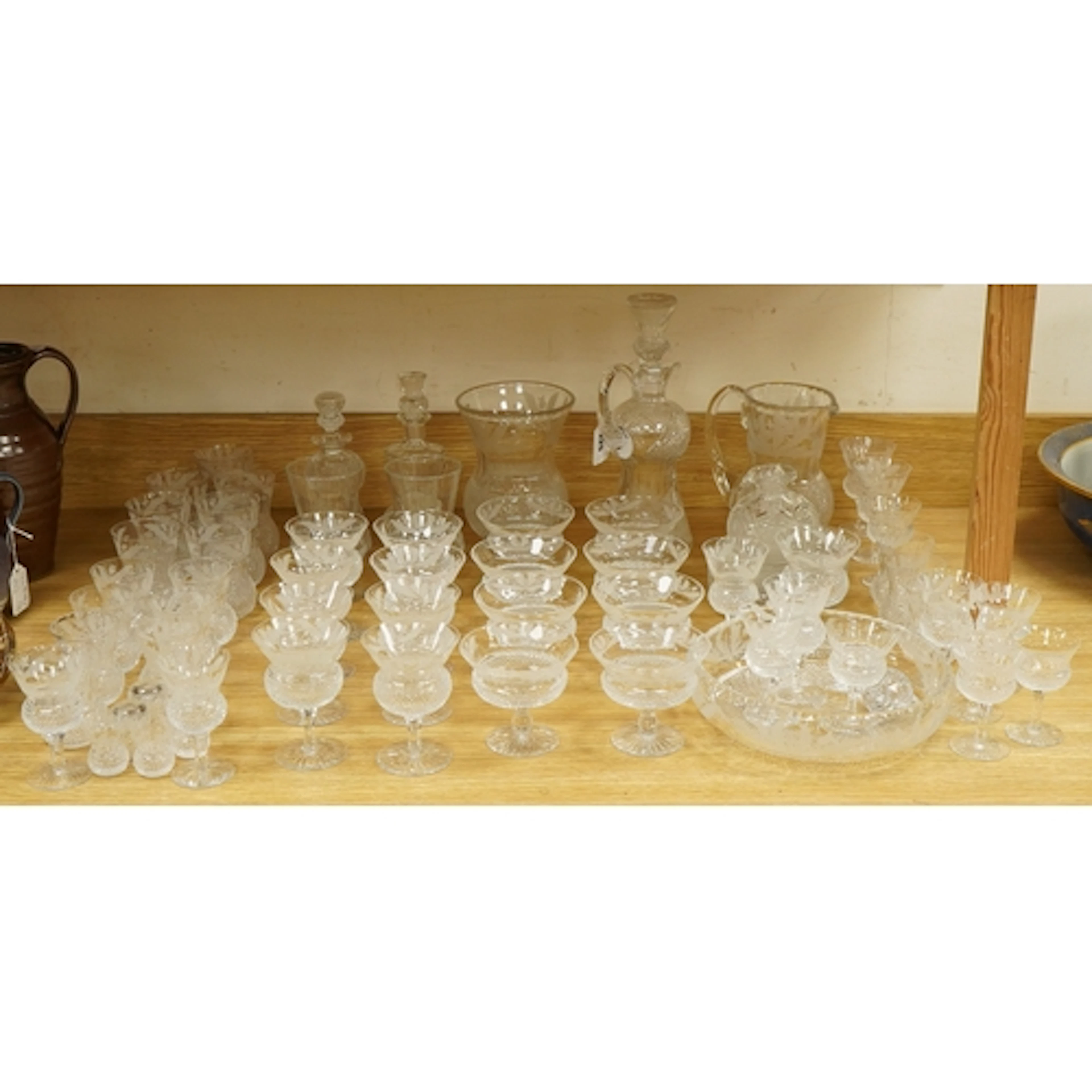 A suite of Edinburgh crystal thistle pattern glass, approxim...