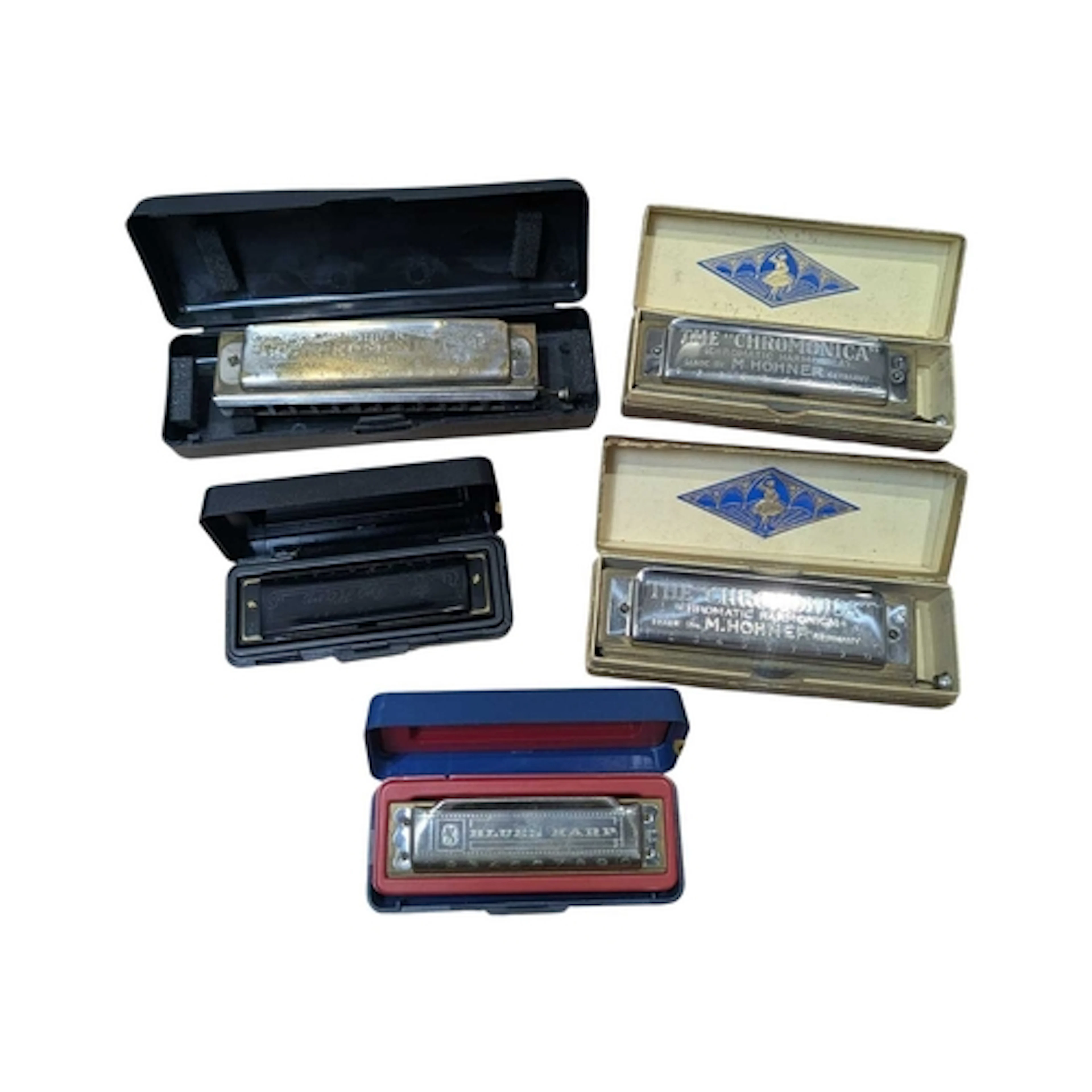 Collection of 20th century vintage German Hohner harmonicas....
