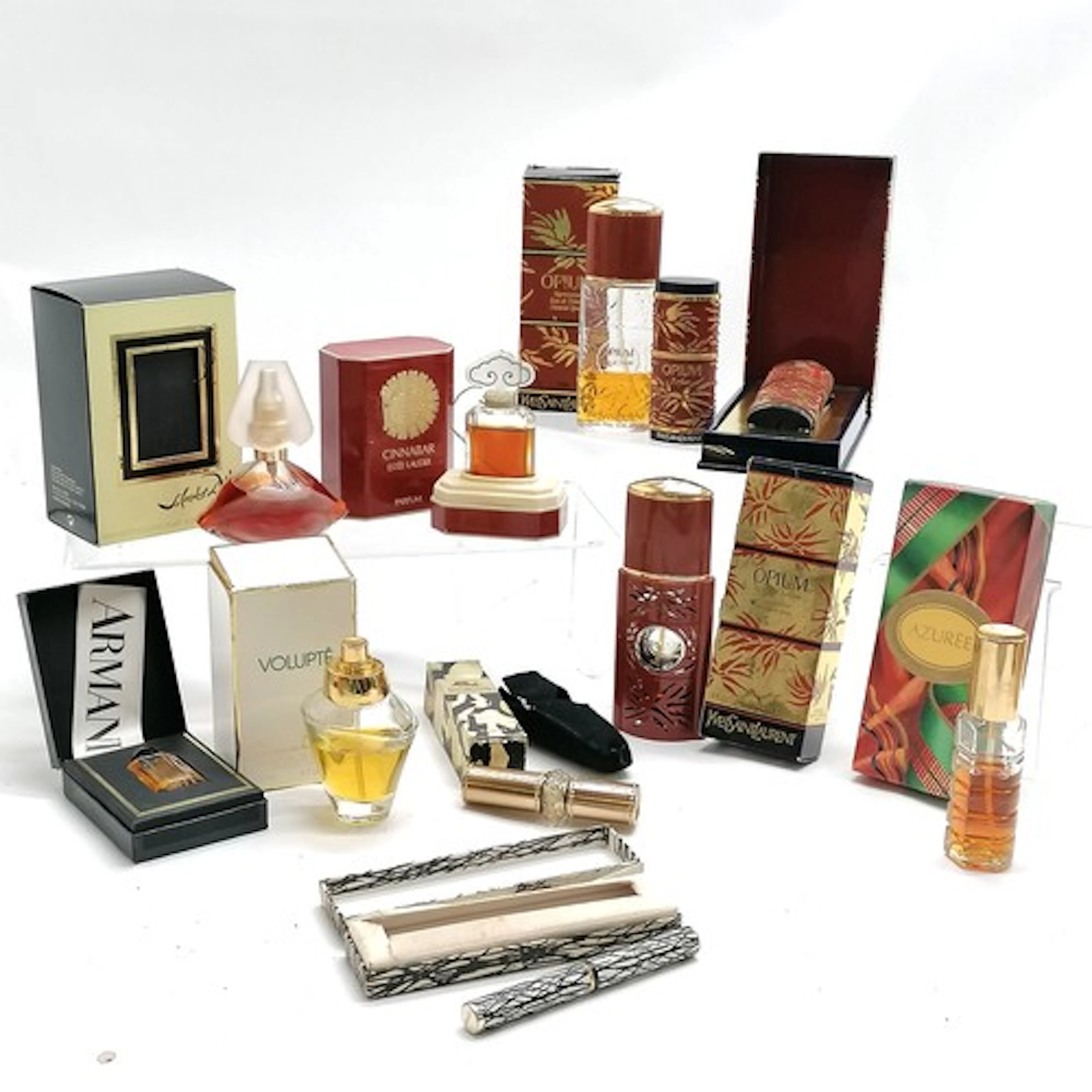 Qty of perfumes inc Salvador Dali, Opium, Armani, Yves st La...