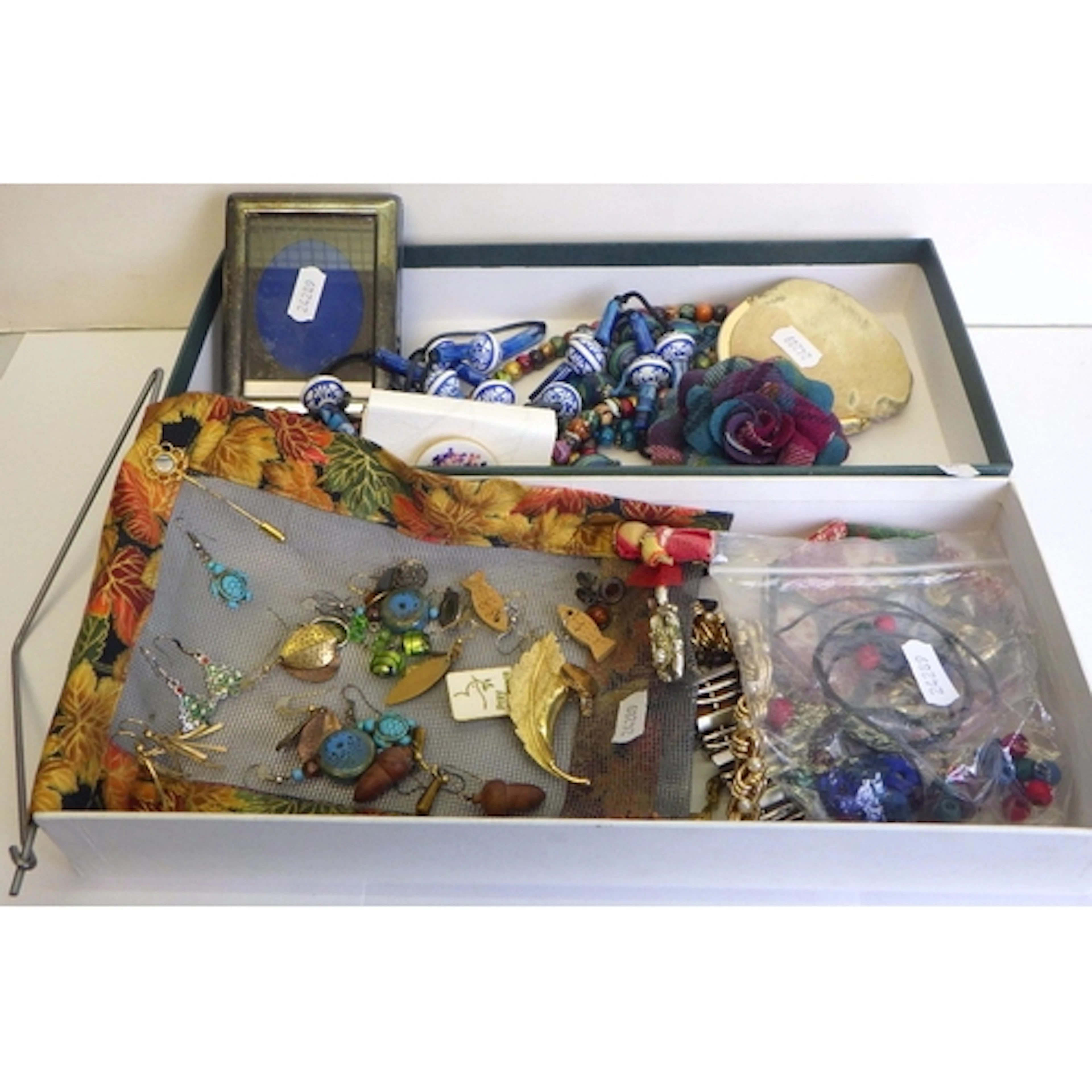 A qty of costume jewellery to inc a small 9ct gold St Christ...