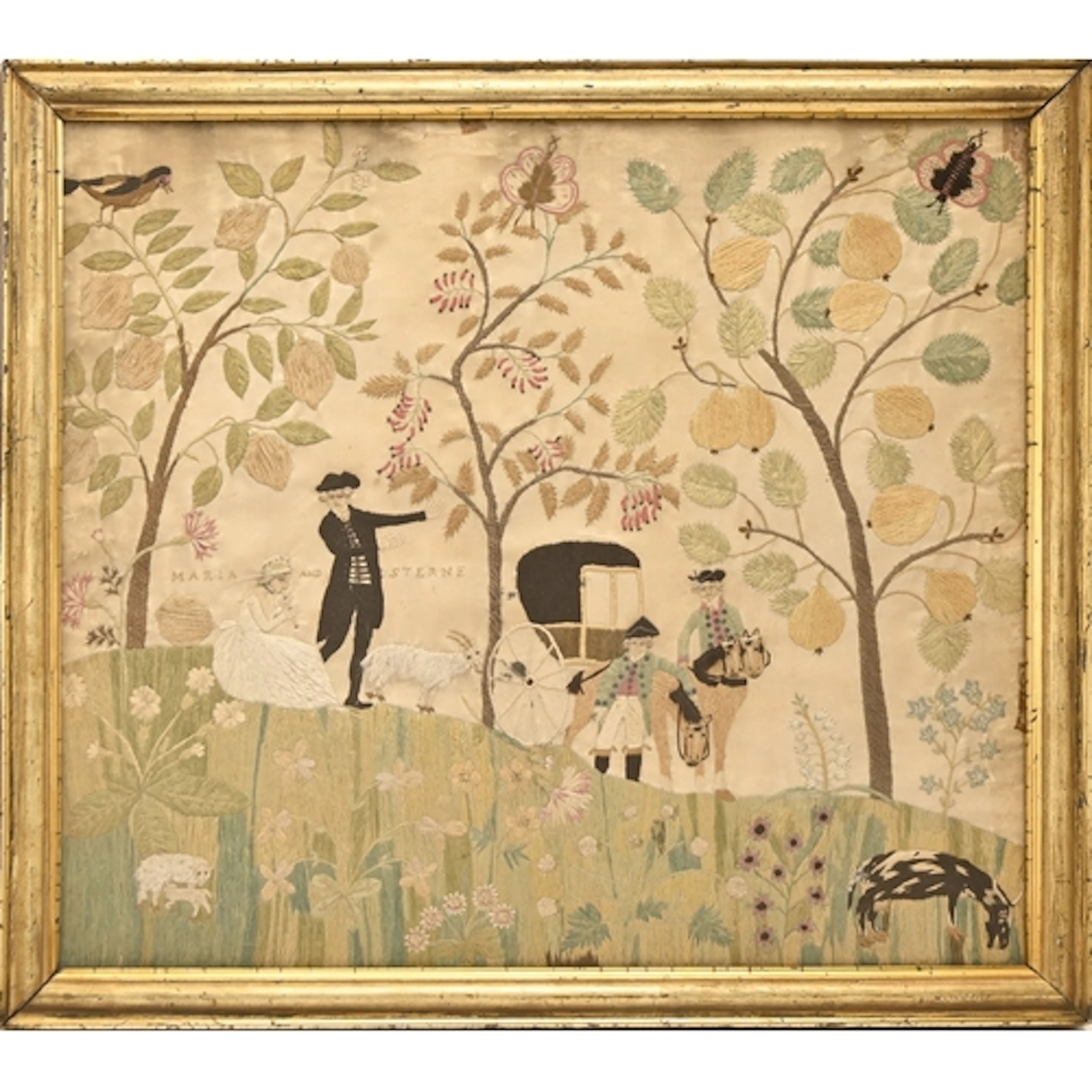 An unusual George III silk-work picture of the Reverend Mr Y...