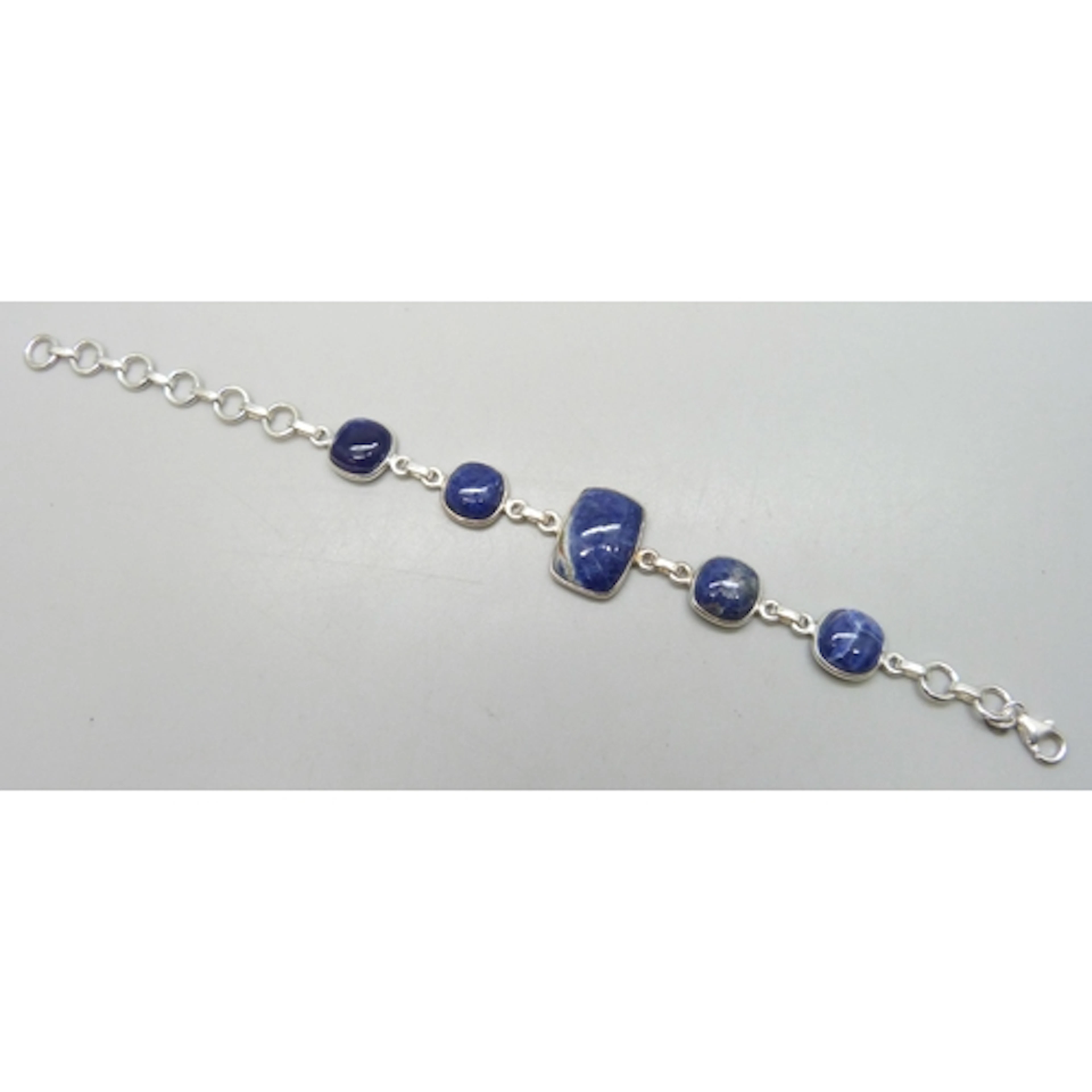 An American sodalite 32.73ct sterling silver bracelet, 13g, ...