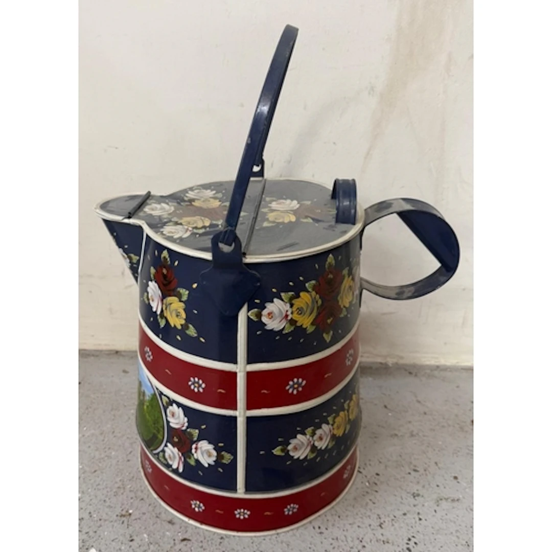 A Traditional hand-painted Buckby can, canal bargeware...