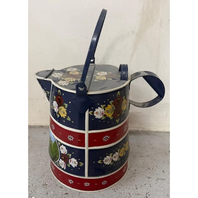 A Traditional hand-painted Buckby can, canal bargeware...