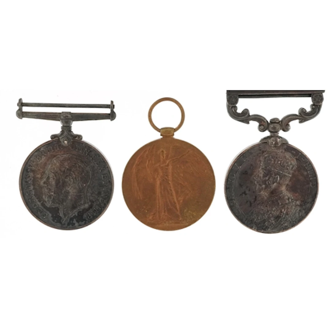 British military World War I medal pair and India General Se...