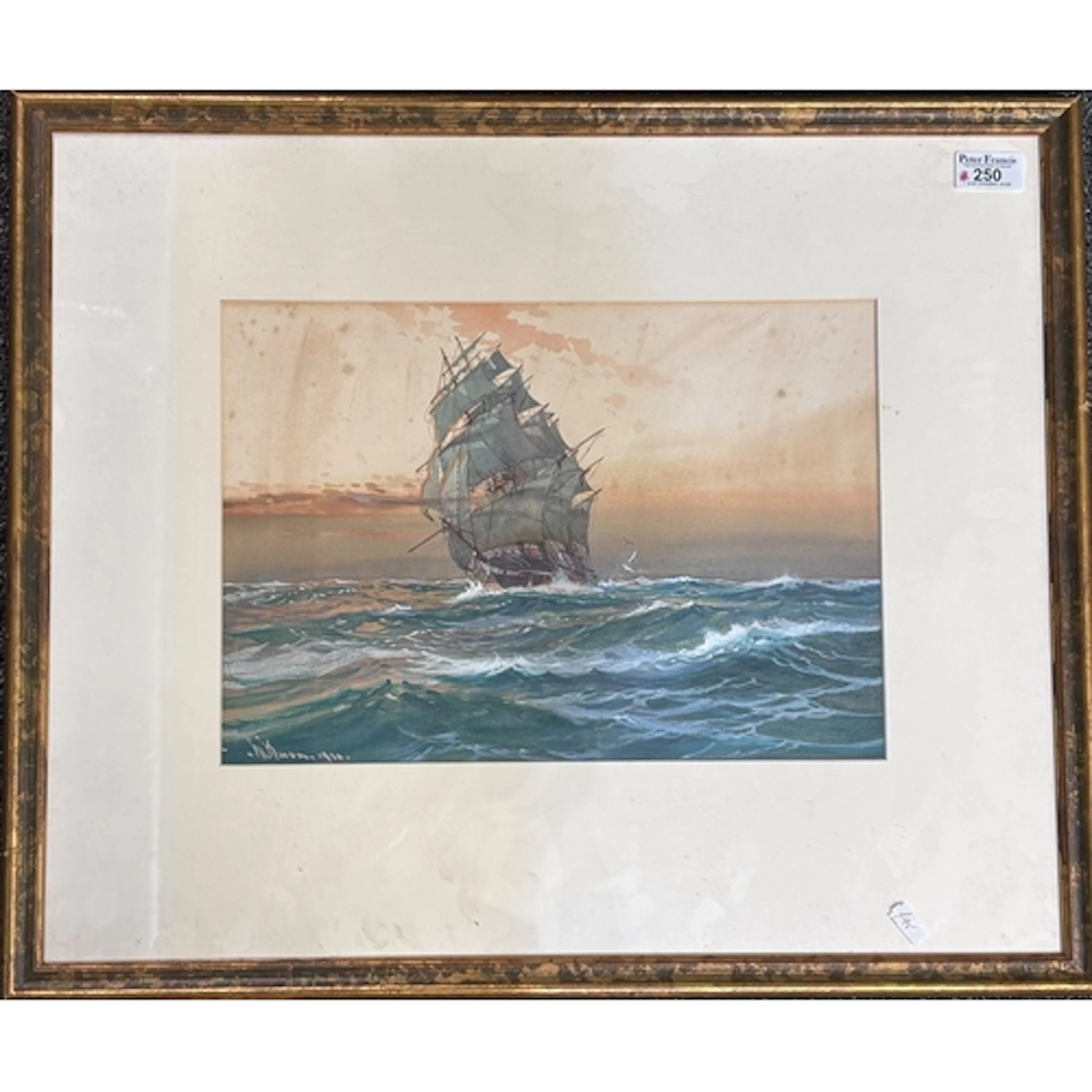 W Knox (British 20th century), Clipper Ship under full sail,...