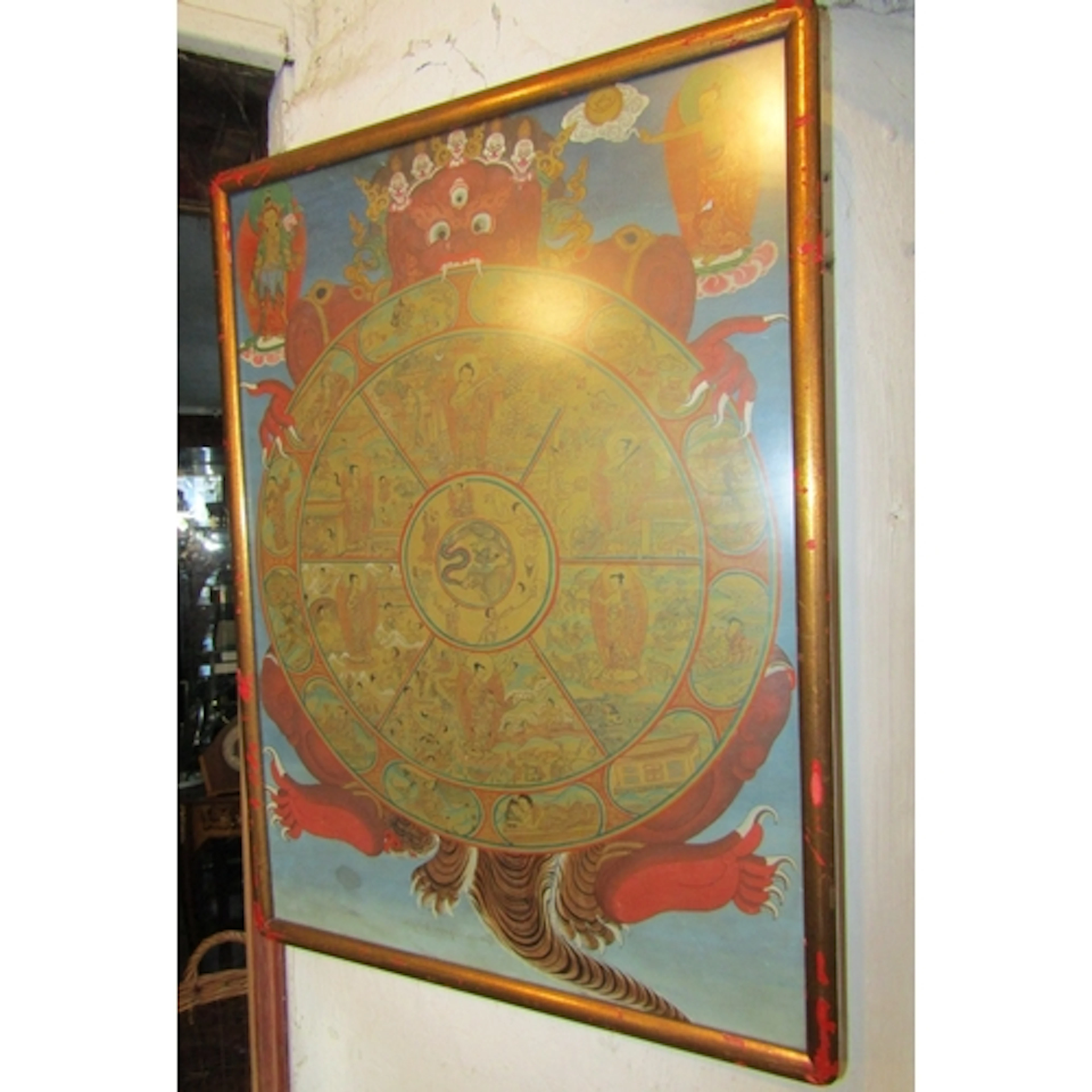 Antique Tibetan School Horoscope with Dragon Motif Decoratio...