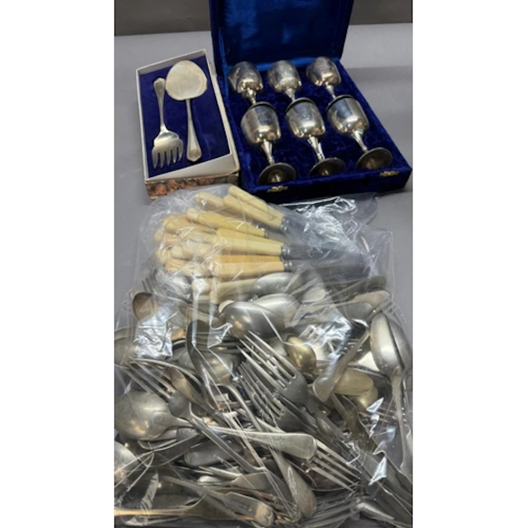 A large selection of silverplate and EPNS flatware