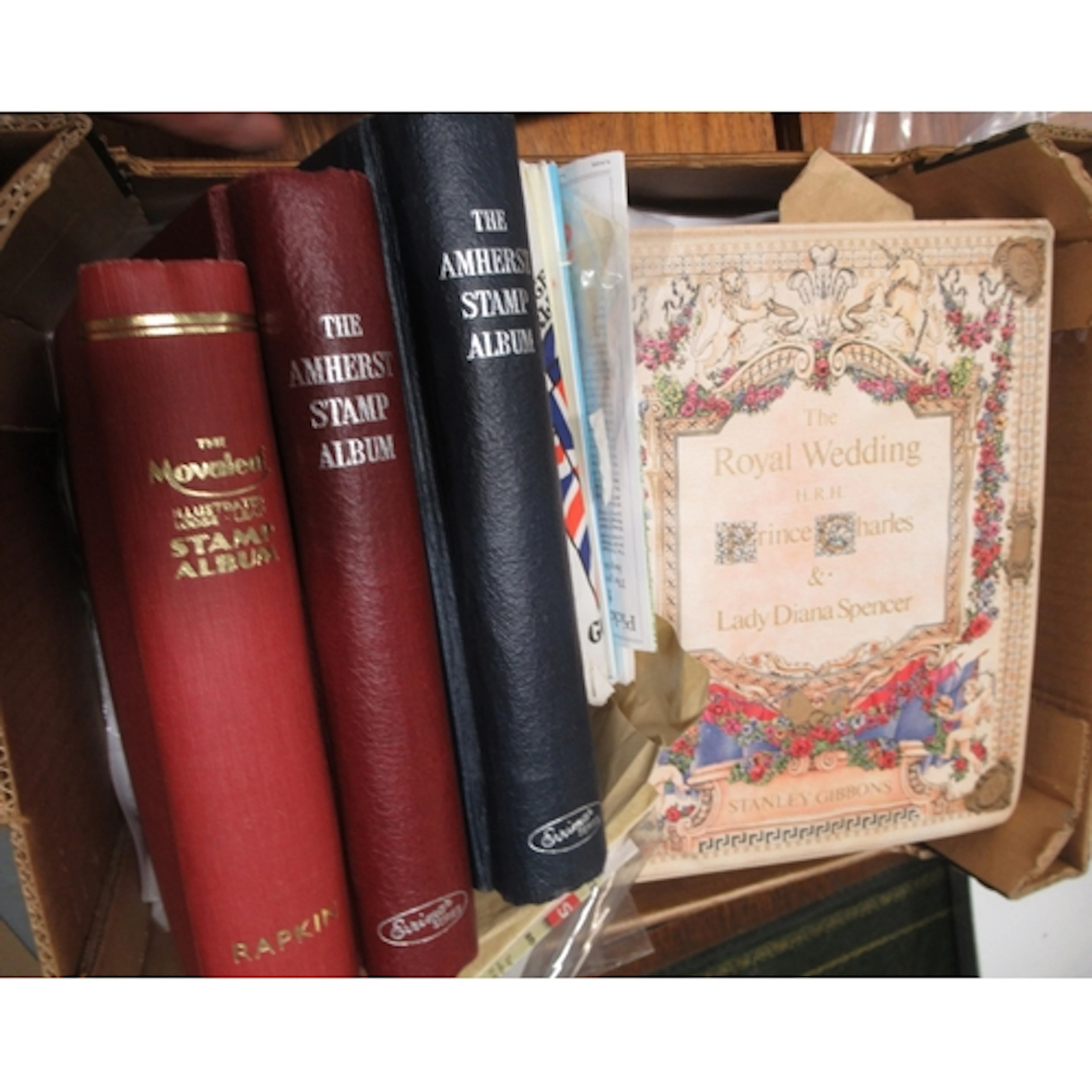 Box containing a quantity of albums and loose stamps, includ...
