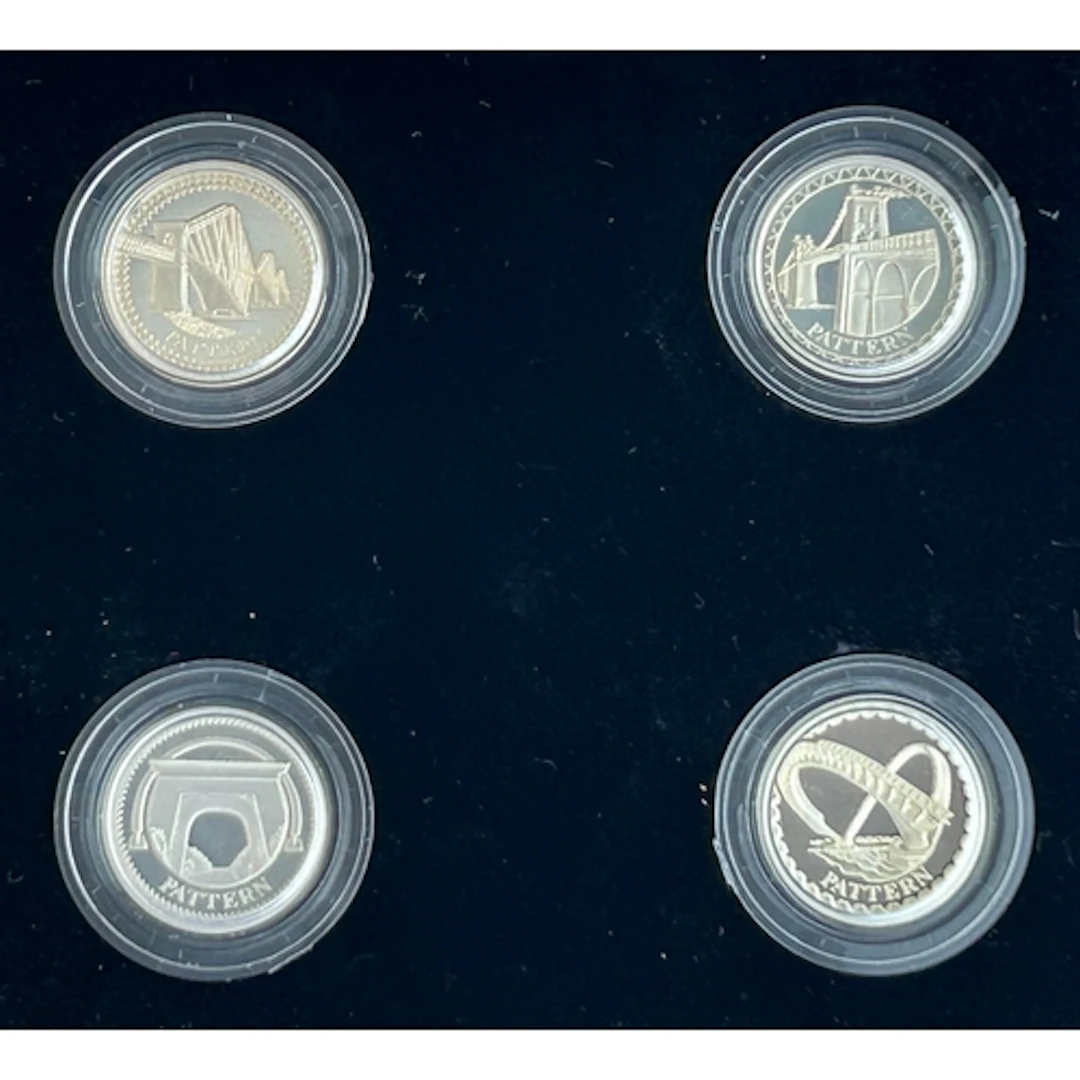 UK silver proof £1 four-coin pattern set, featuring designs ...
