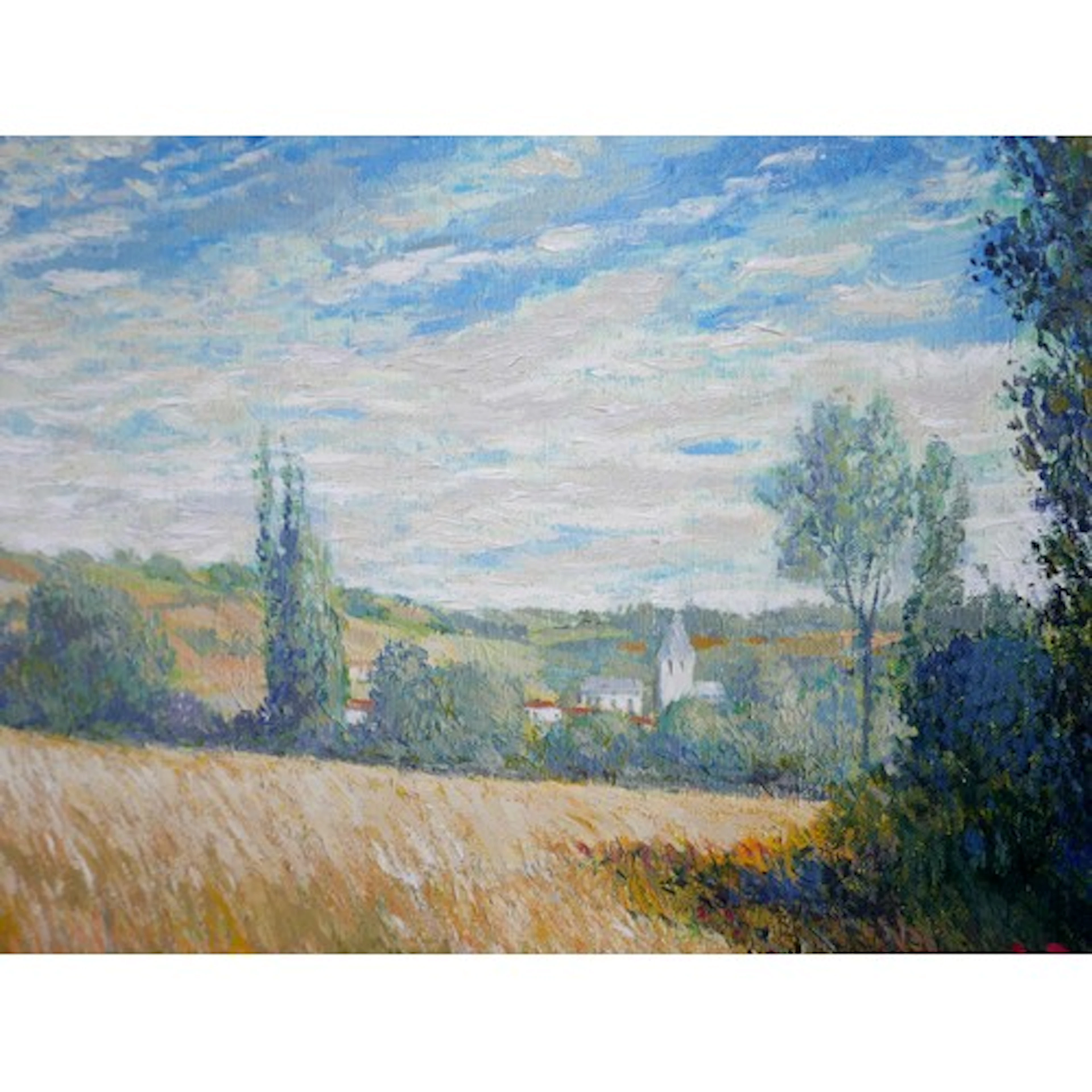 John Myatt (b. 1945): 'View of Vetheuil', hand embellished g...