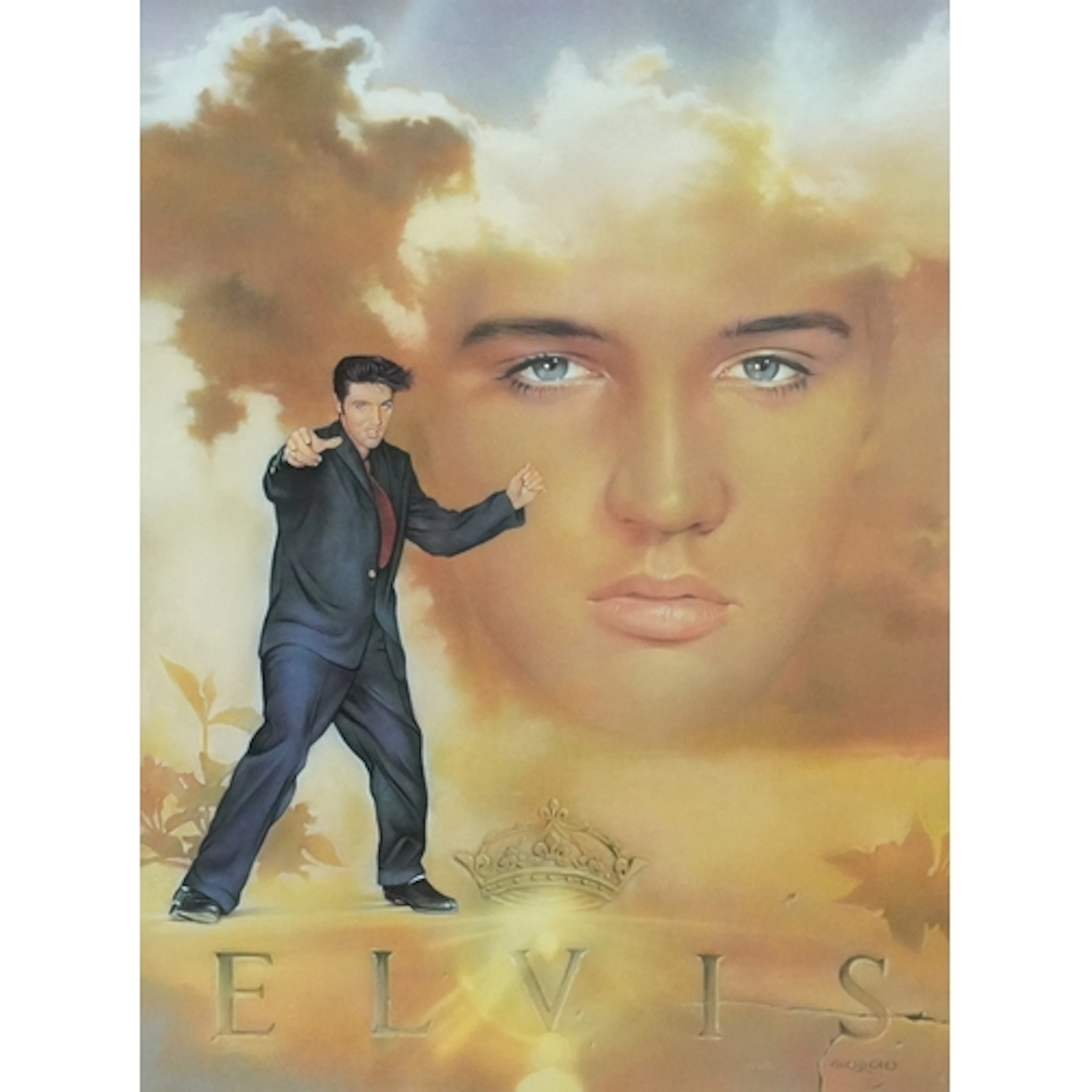 Elvis the King, large limited edition lithograph by Nate Gio...