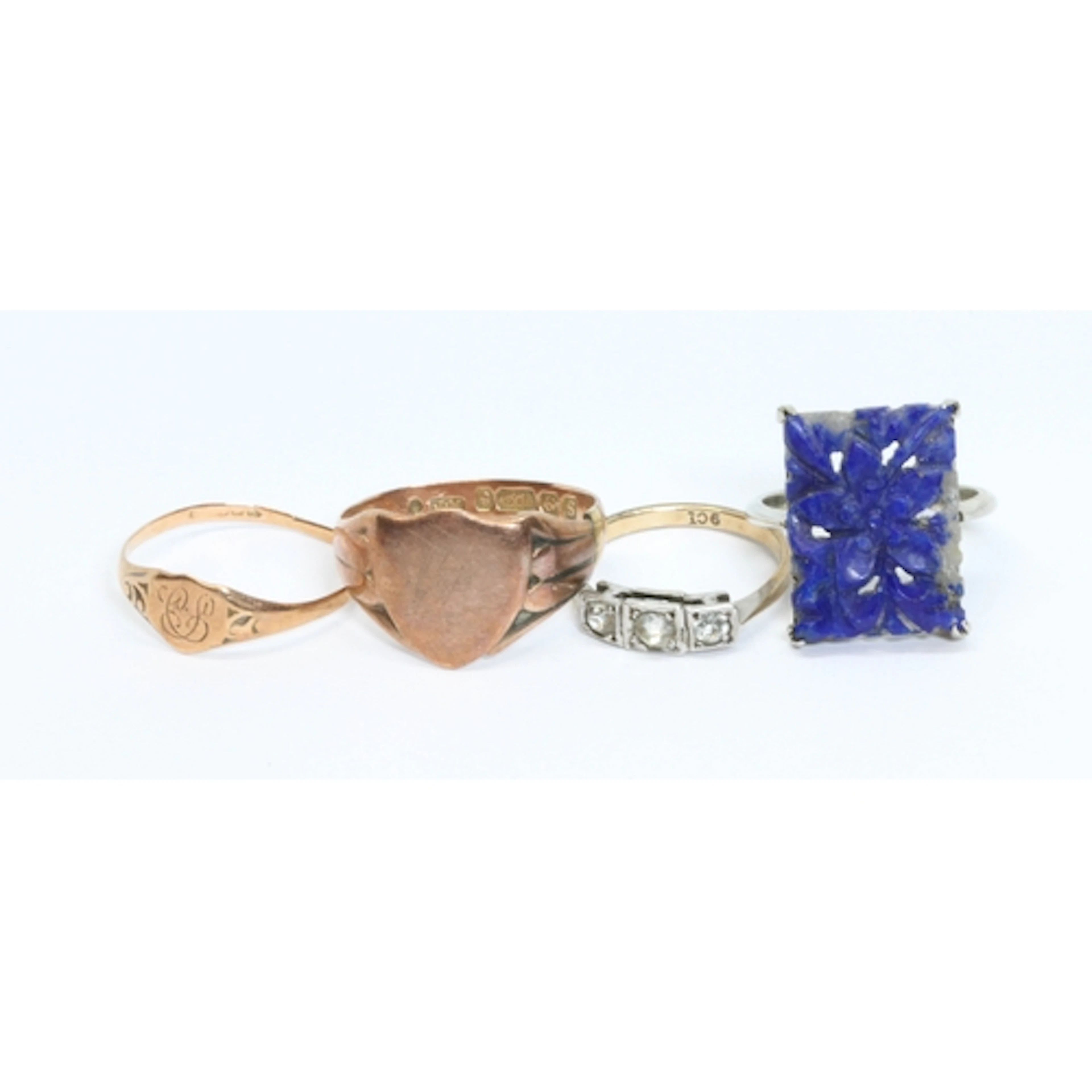 A mixed lot of antique rings, comprising a white metal ring ...