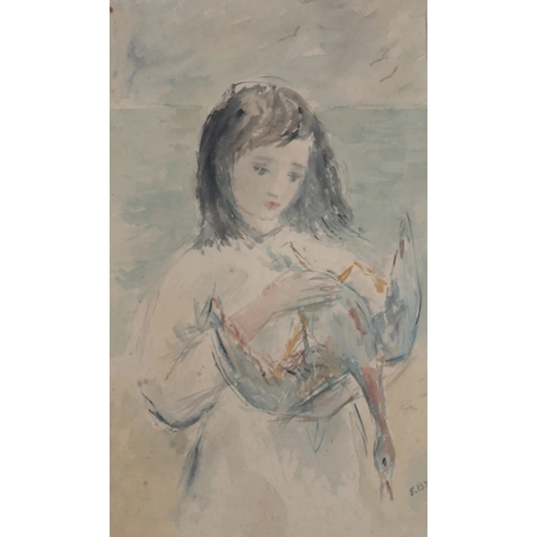 Elinor Bellingham-Smith (1906-1988) Girl and Goose, monogra...