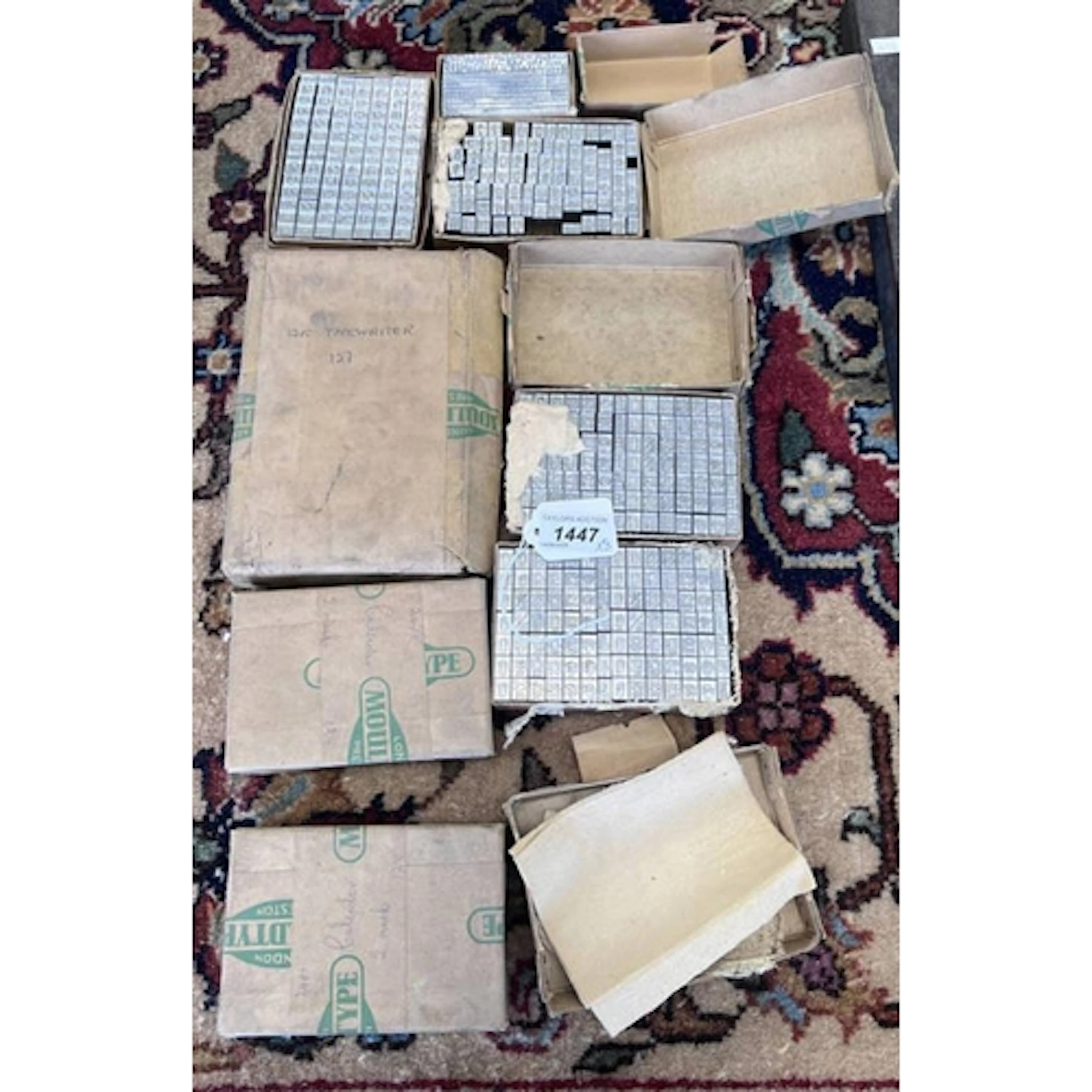 8 MOULD TYPE LETTER PRESS TYPE SETS, VARYING STYLES, EXTERIO...