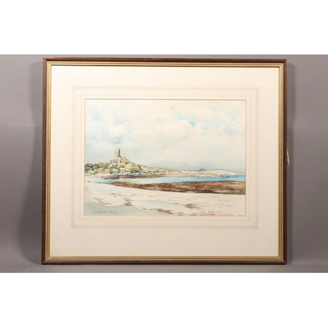 BRIAN HACKETT, Fort Saumarez Guernsey, watercolour painting,...
