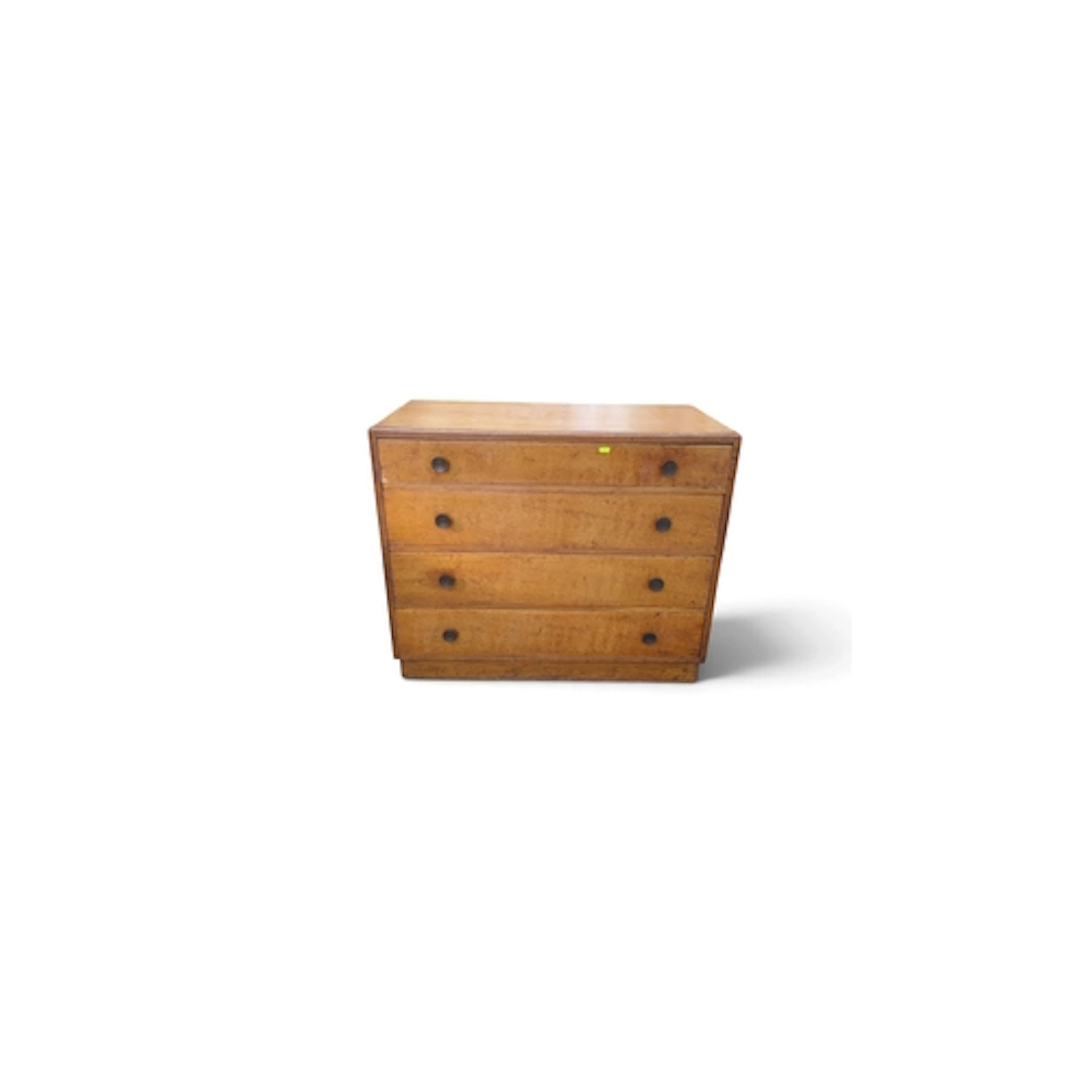 Mid-century oak-veneered chest of drawers, with four graduat...