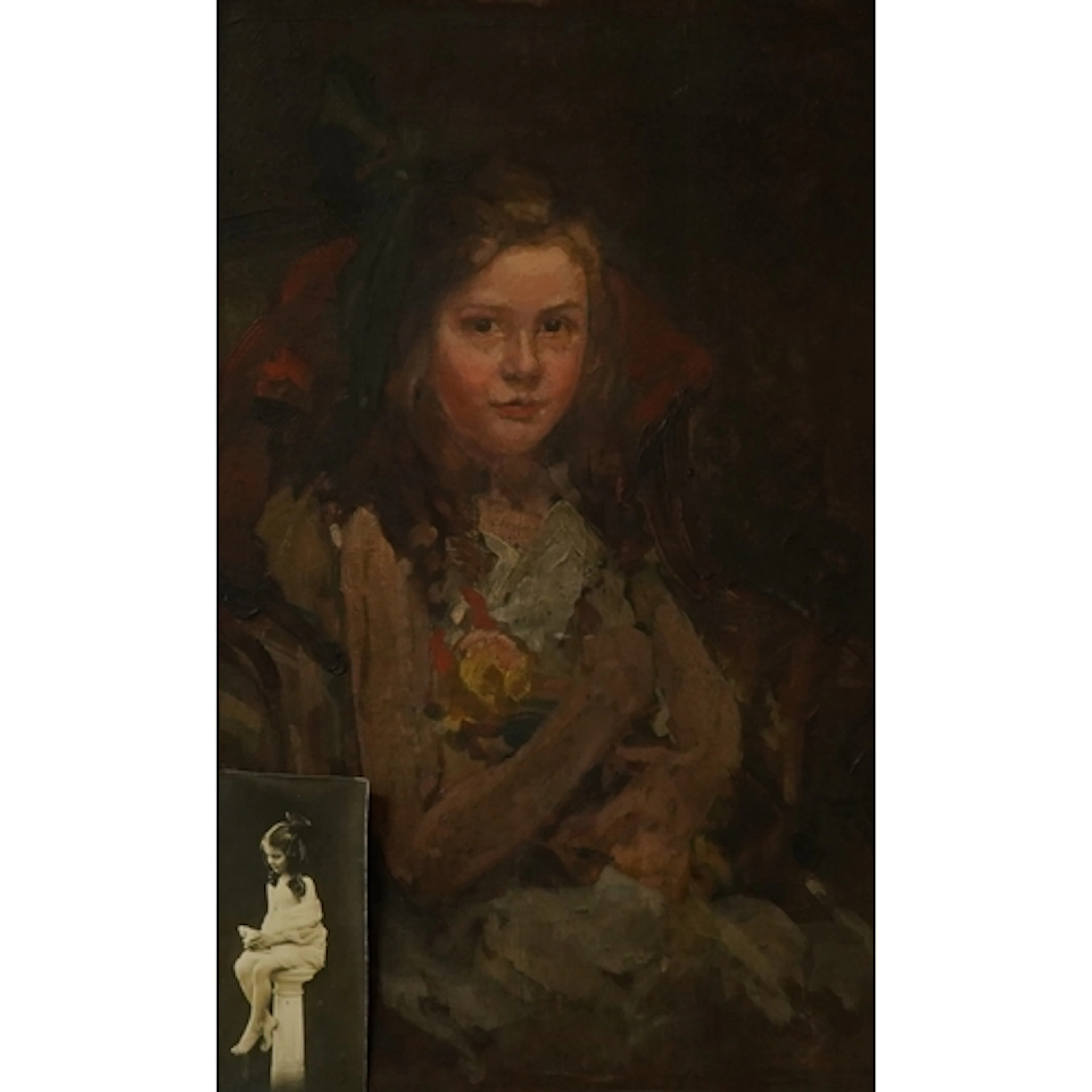Edwardian school, portrait of a girl, indistinctly signed lo...