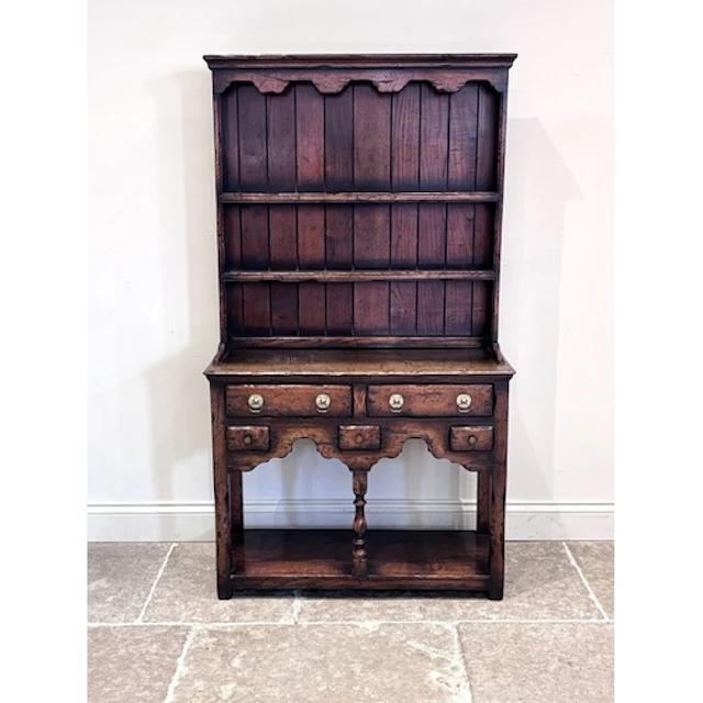 An 18th century and later oak dresser of cottage proportion,...