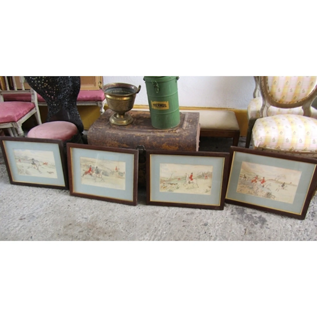 Set of Four Irish Watercolours Hunting Scenes Signed Crawfor...